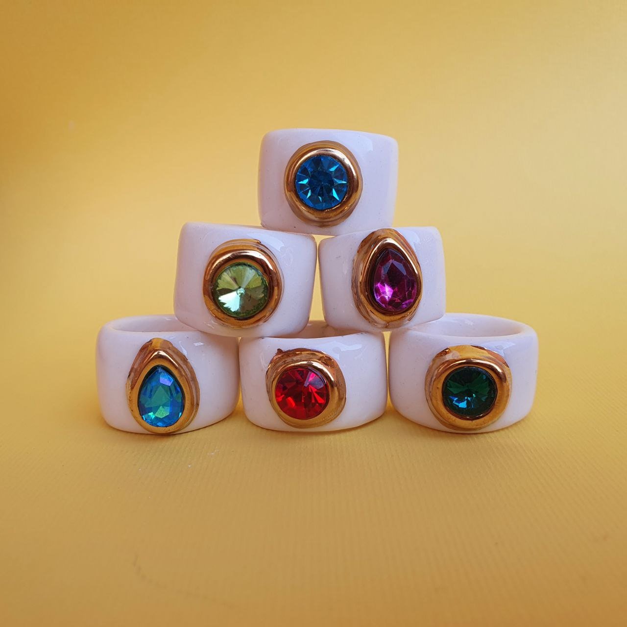 Teardrop Crystal Ceramic Ring - Ring - Kia Concept Store