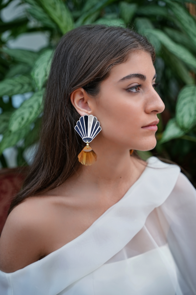 Shell Yellow Earrings