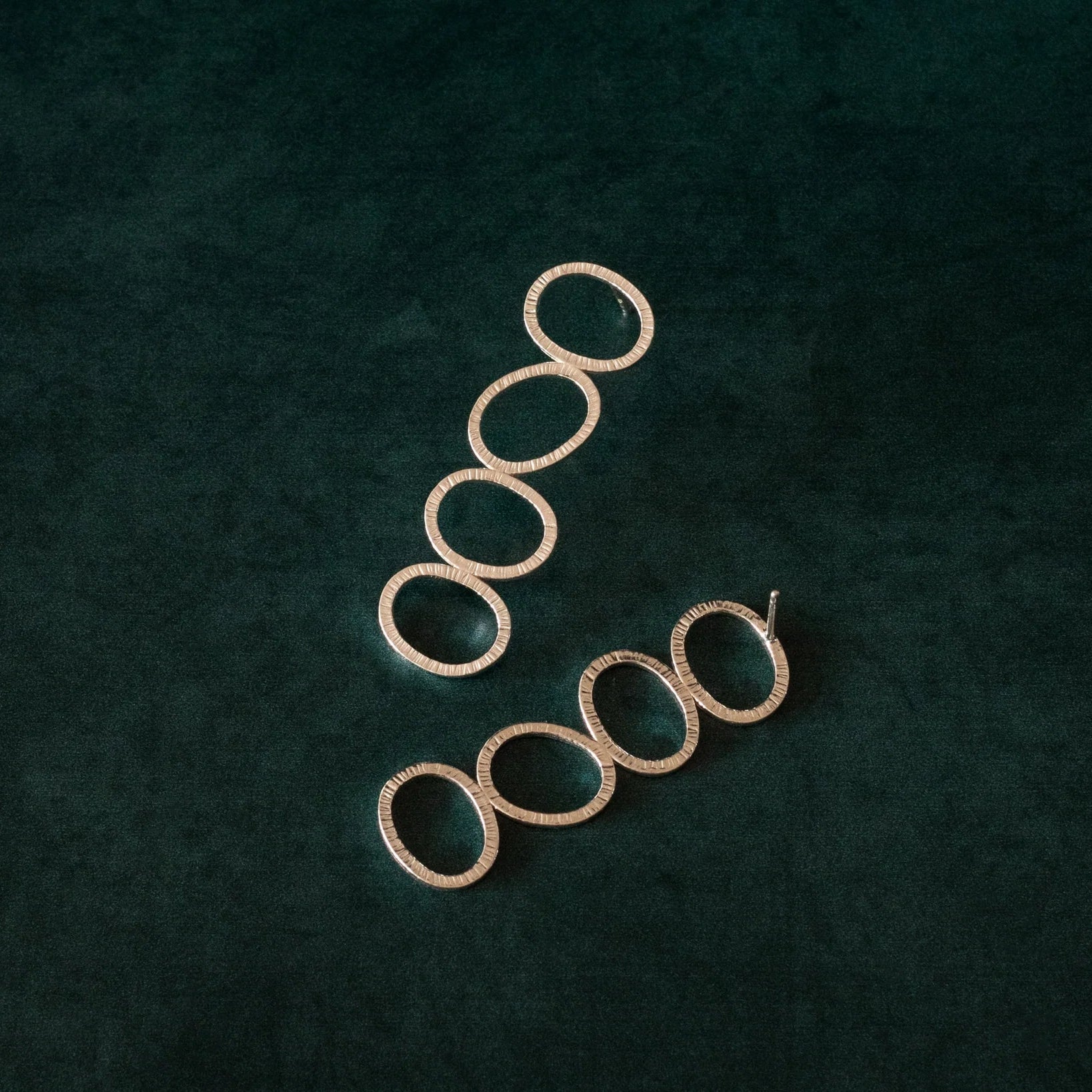 Textured Sterling Silver Hoop Stud Earrings
