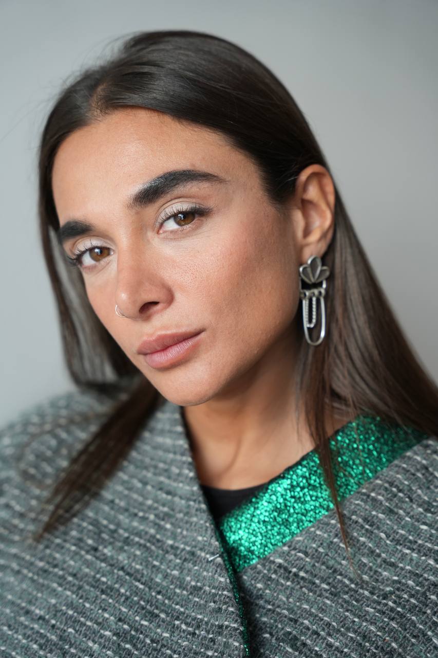 Black Flower Silver Earrings