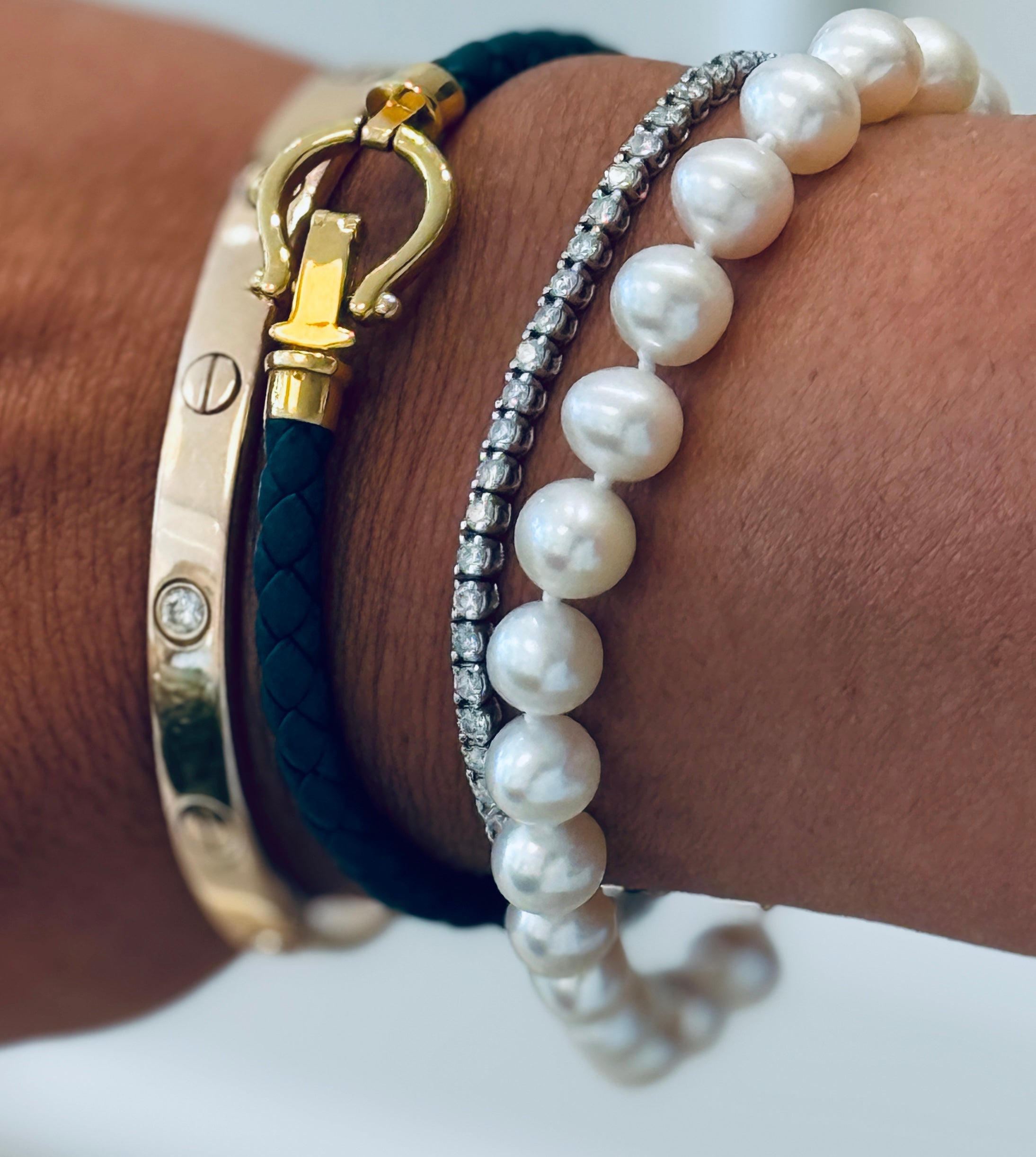 14k Yellow Gold Pearl Bracelet - Bracelet - Kia Concept Store