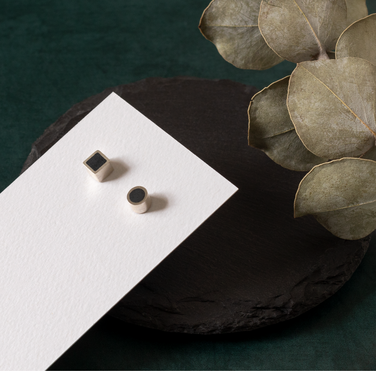 Asymmetrical Amber Resin Silver Stud Earrings