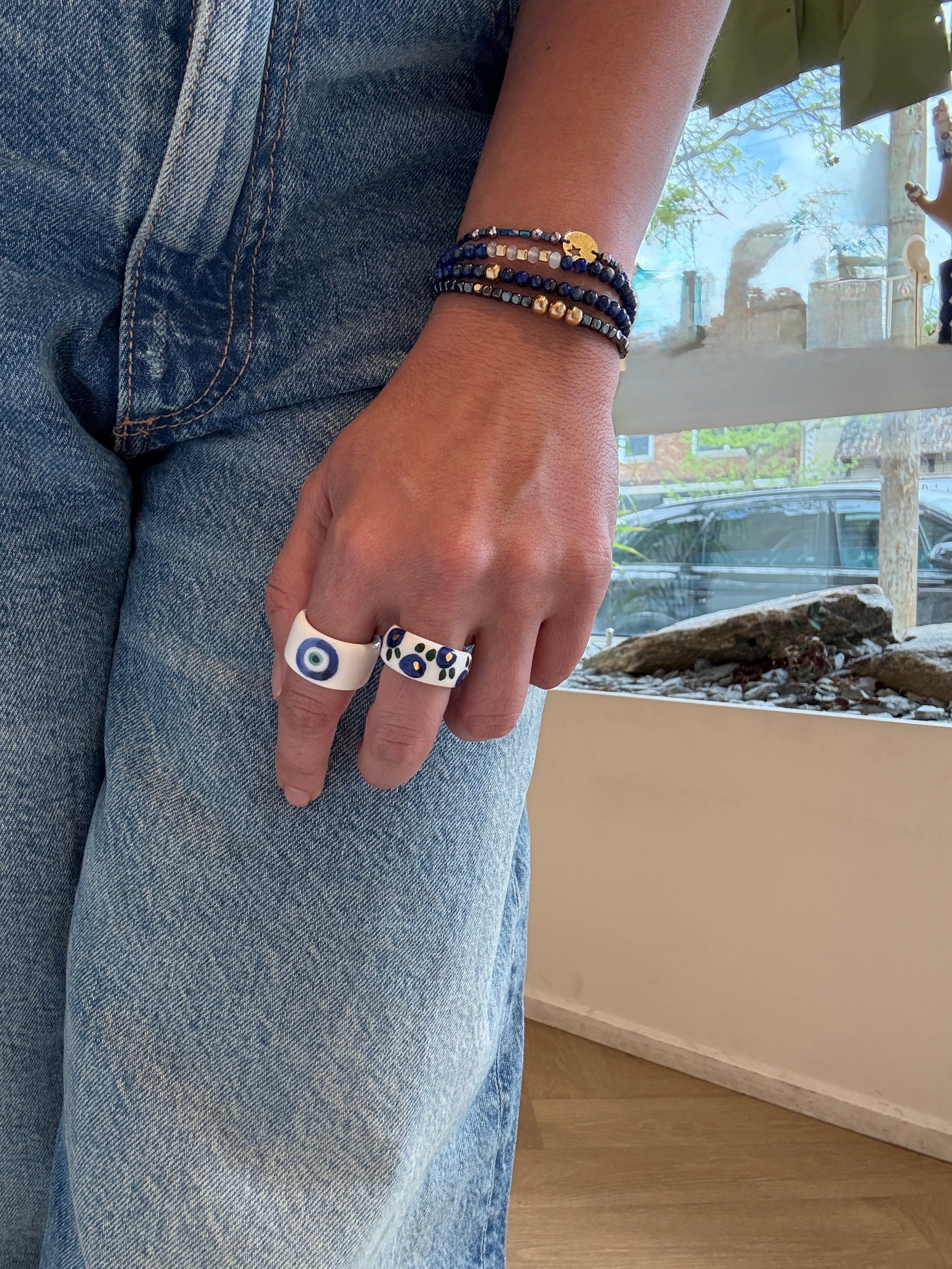 Evil Eye Harmony Ceramic Ring