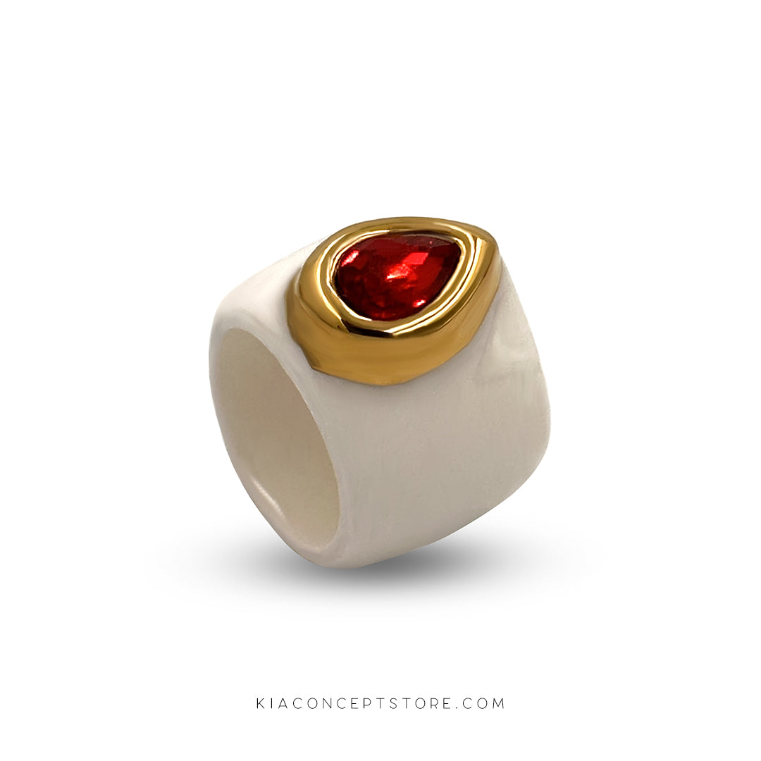 Teardrop Crystal Ceramic Ring