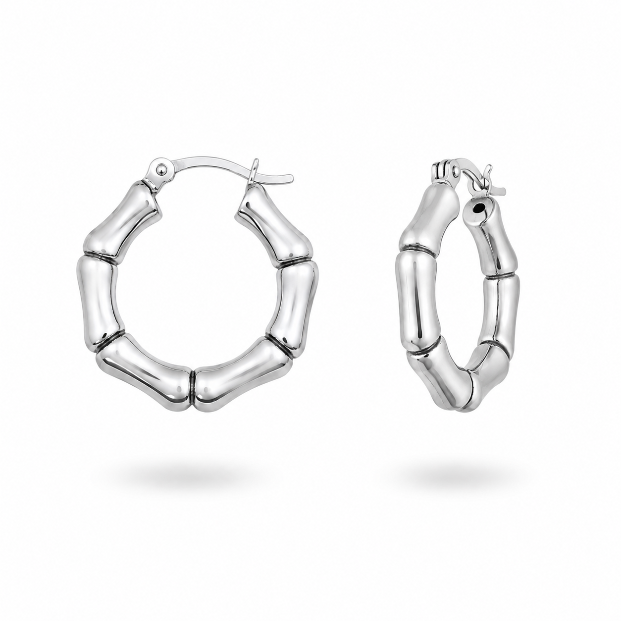 Bamboo Silver Hoop Earrings Kia Concept Store 