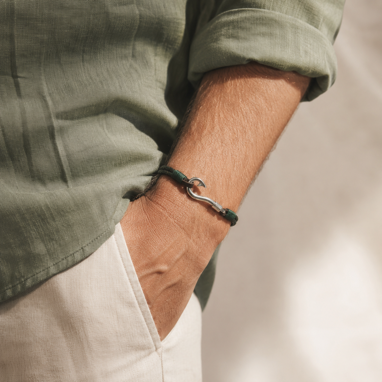 Silver Hook Bracelet-Mens