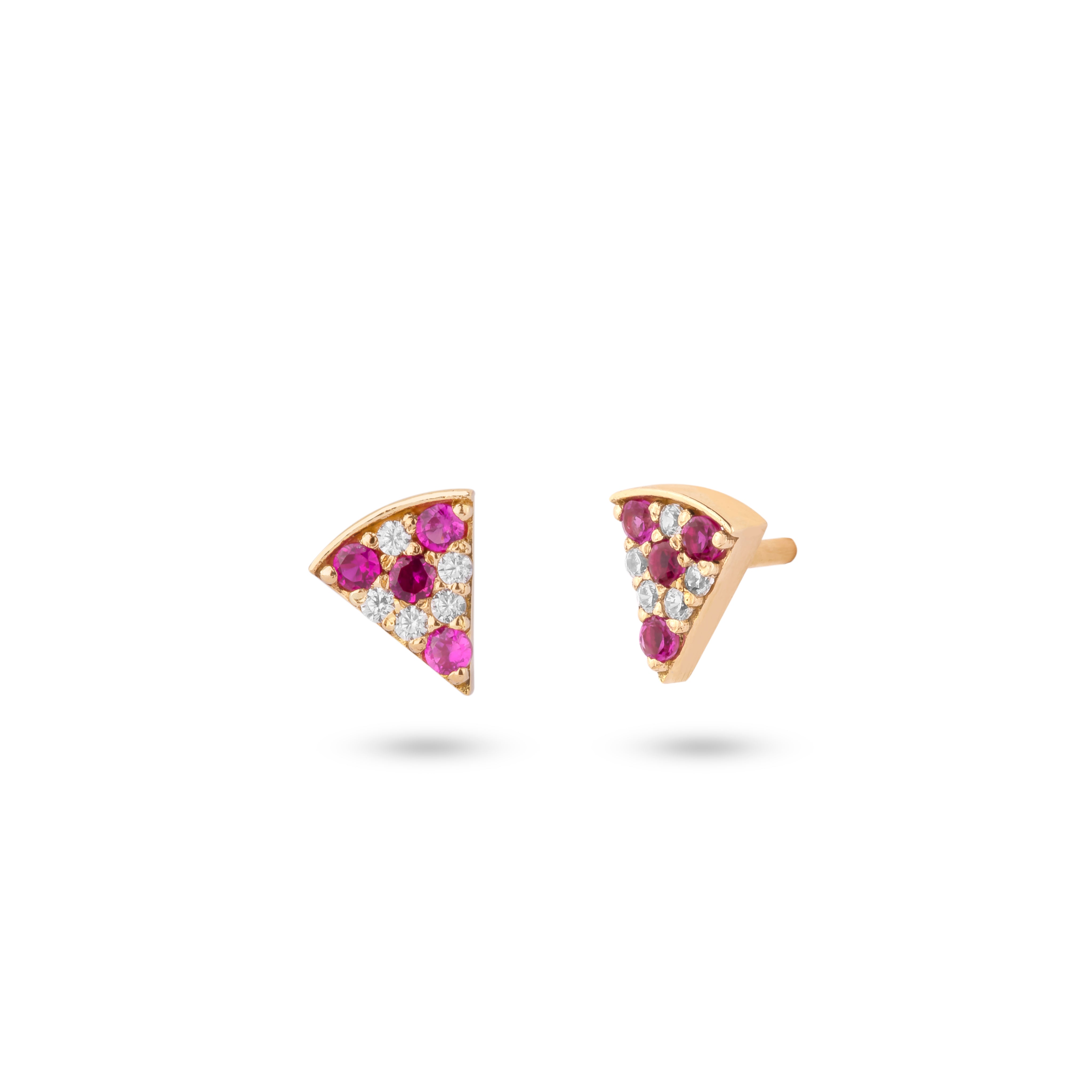 CZ Pizza Stud Earrings - Earrings - Kia Concept Store