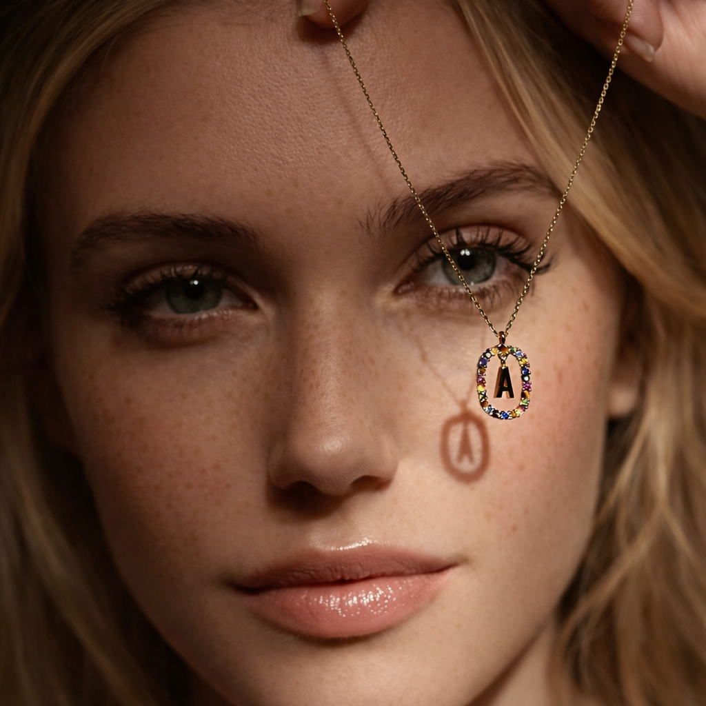 Initial Charm Rainbow Necklace