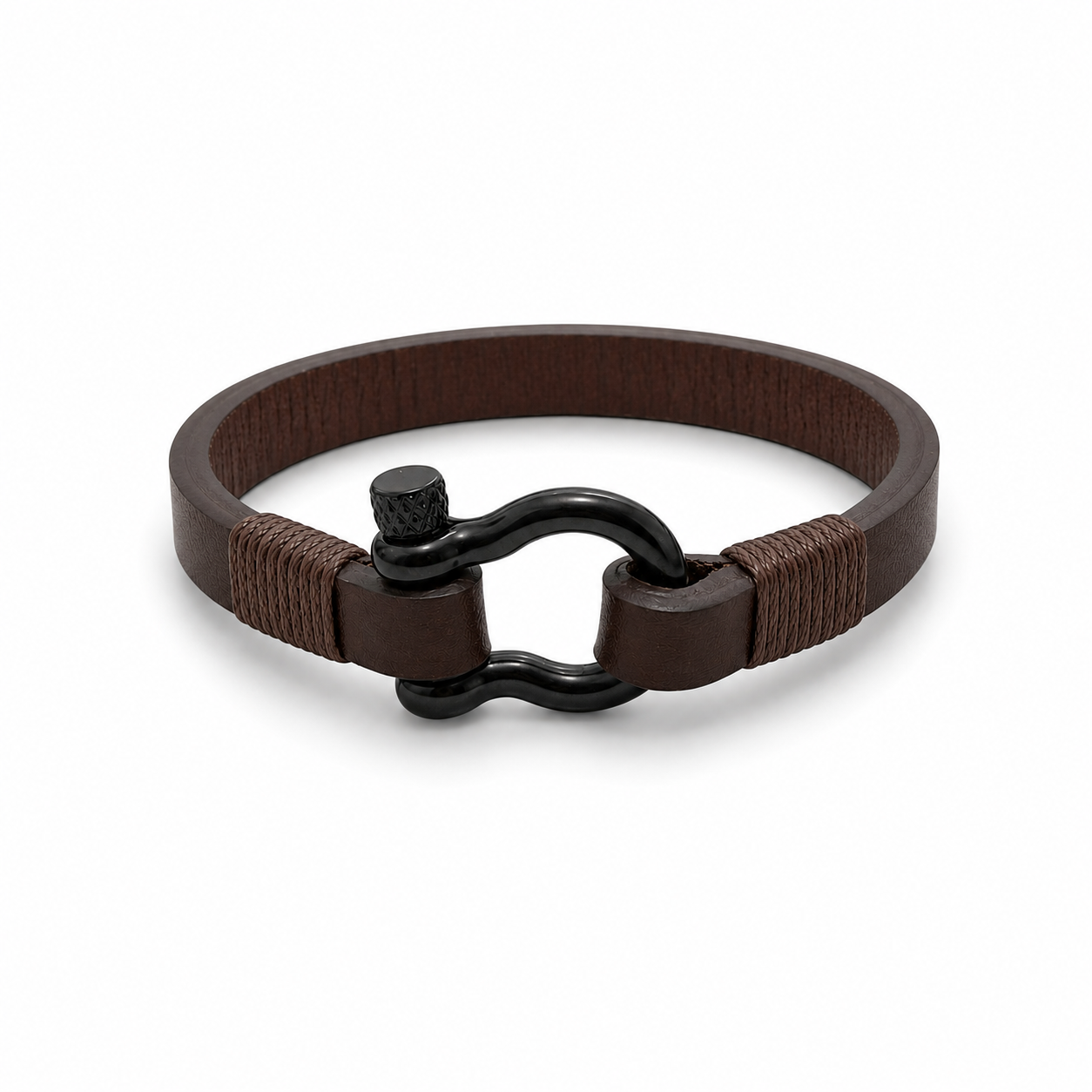 Brown Leather Flip-Lock Bracelet