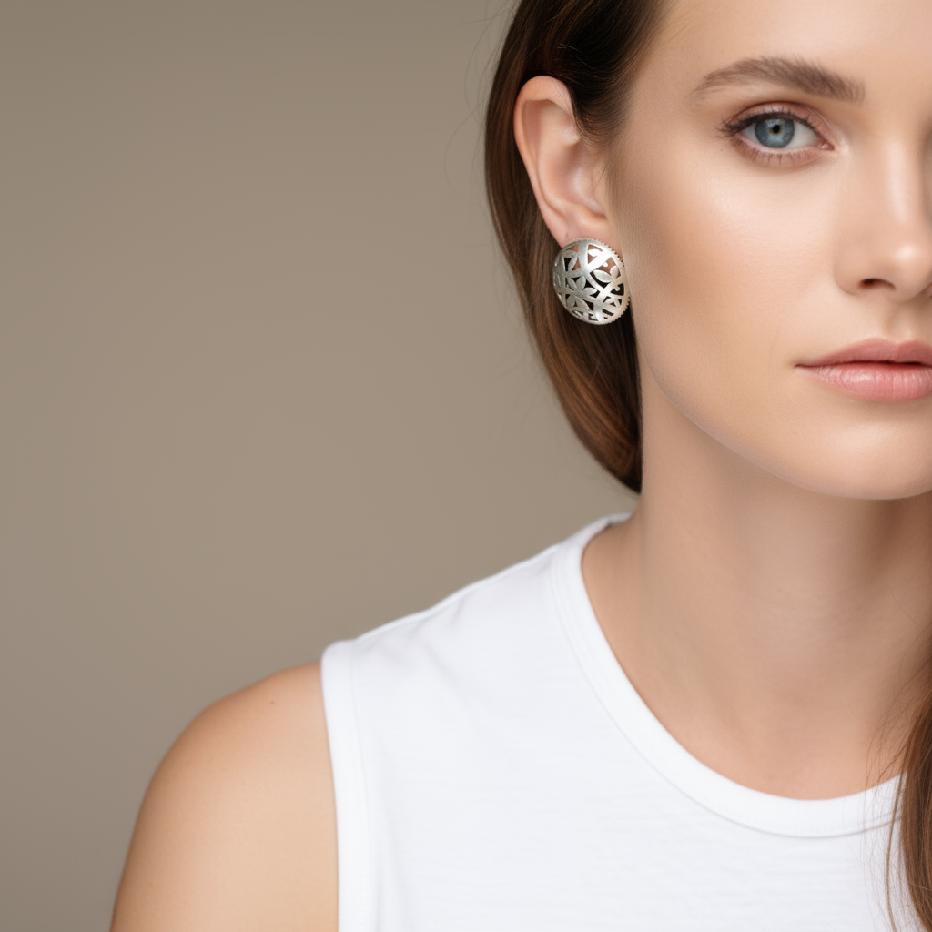 Domed Silver Stud Earrings - Earrings - Kia Concept Store