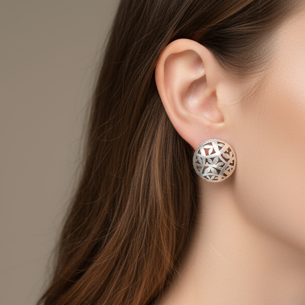 Domed Silver Stud Earrings - Earrings - Kia Concept Store