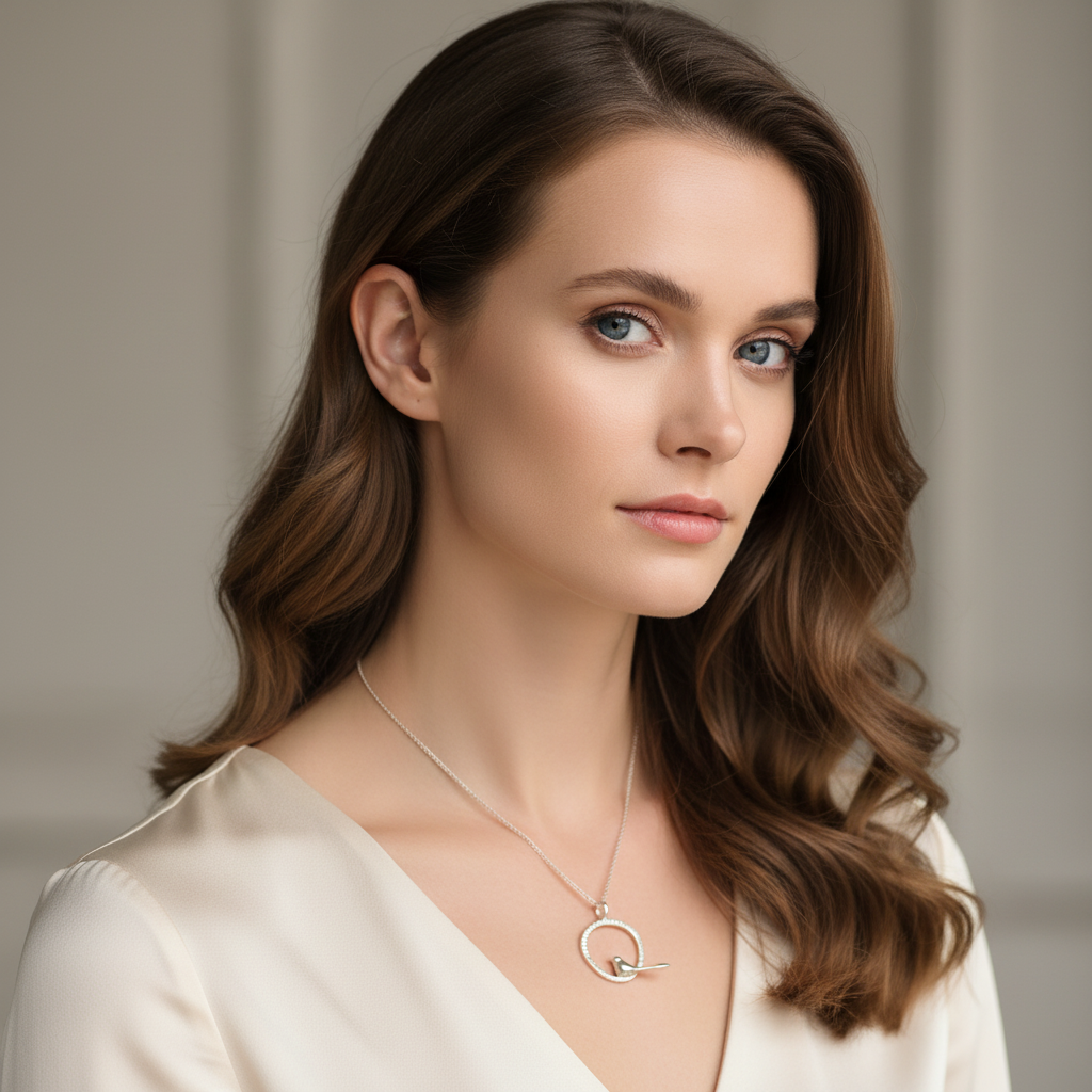 Bird on Textured Circle Necklace