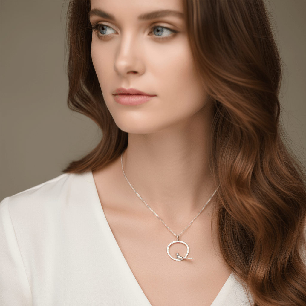 Bird on Textured Circle Necklace - Necklace - Kia Concept Store