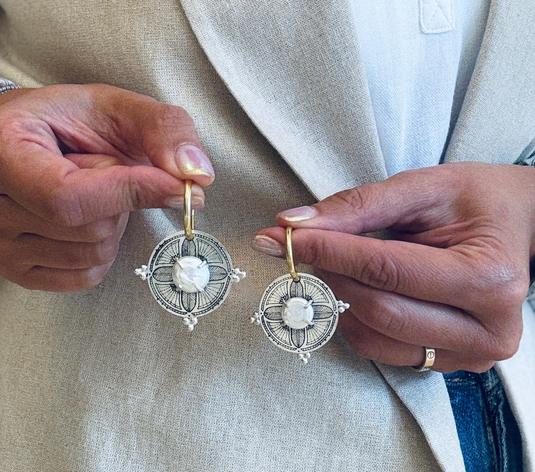 Pearl Glow Huggie Earrings