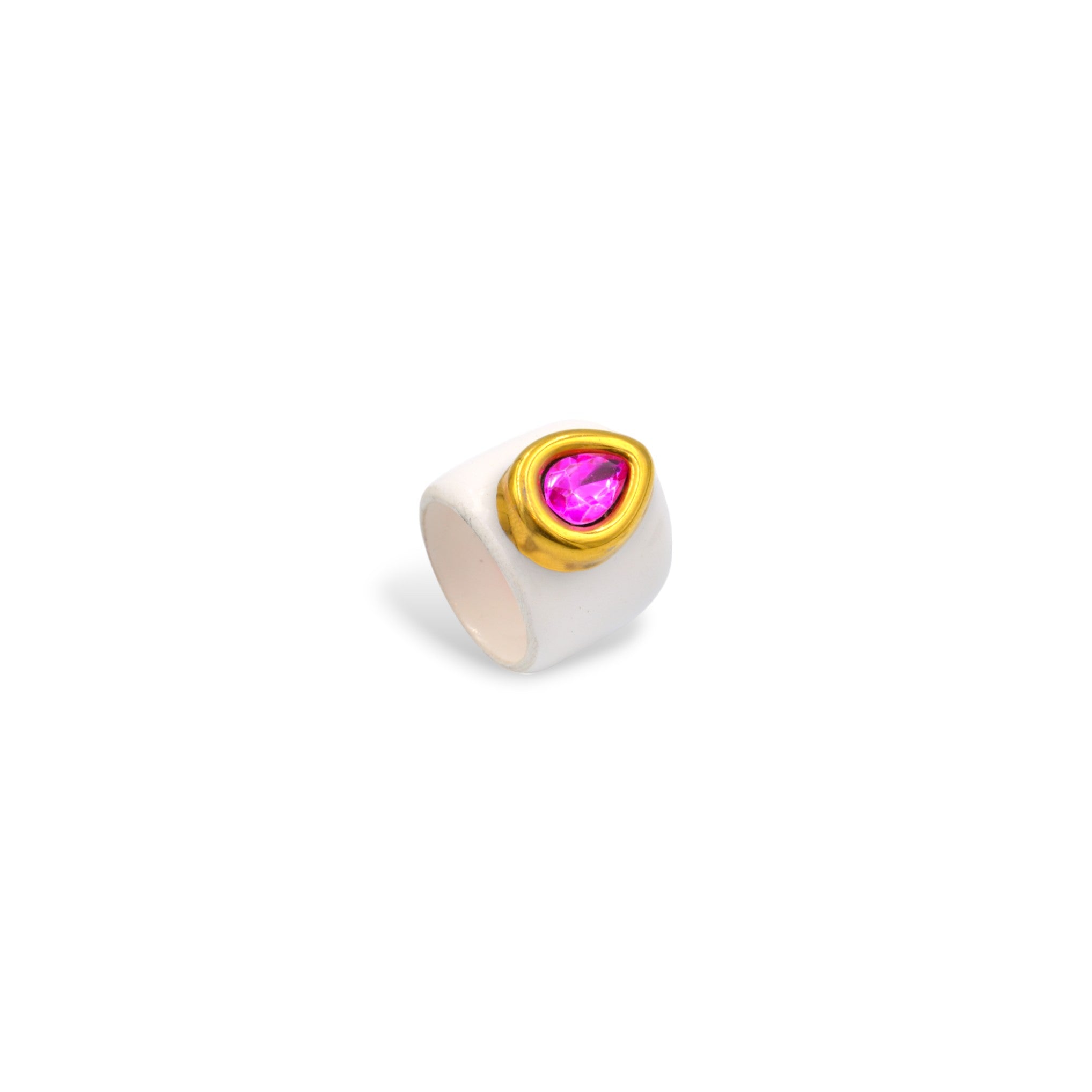 Teardrop Crystal Ceramic Ring