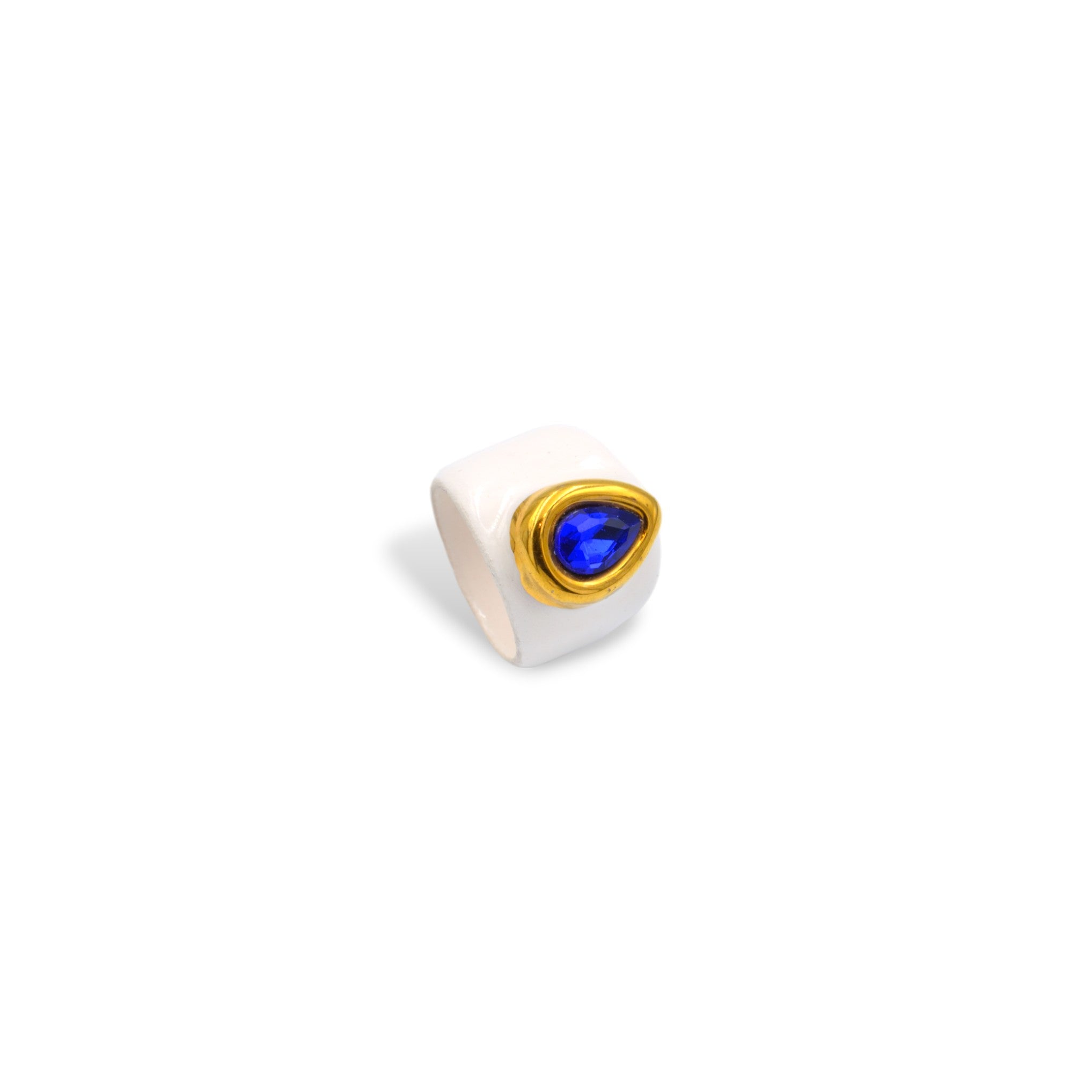 Teardrop Crystal Ceramic Ring
