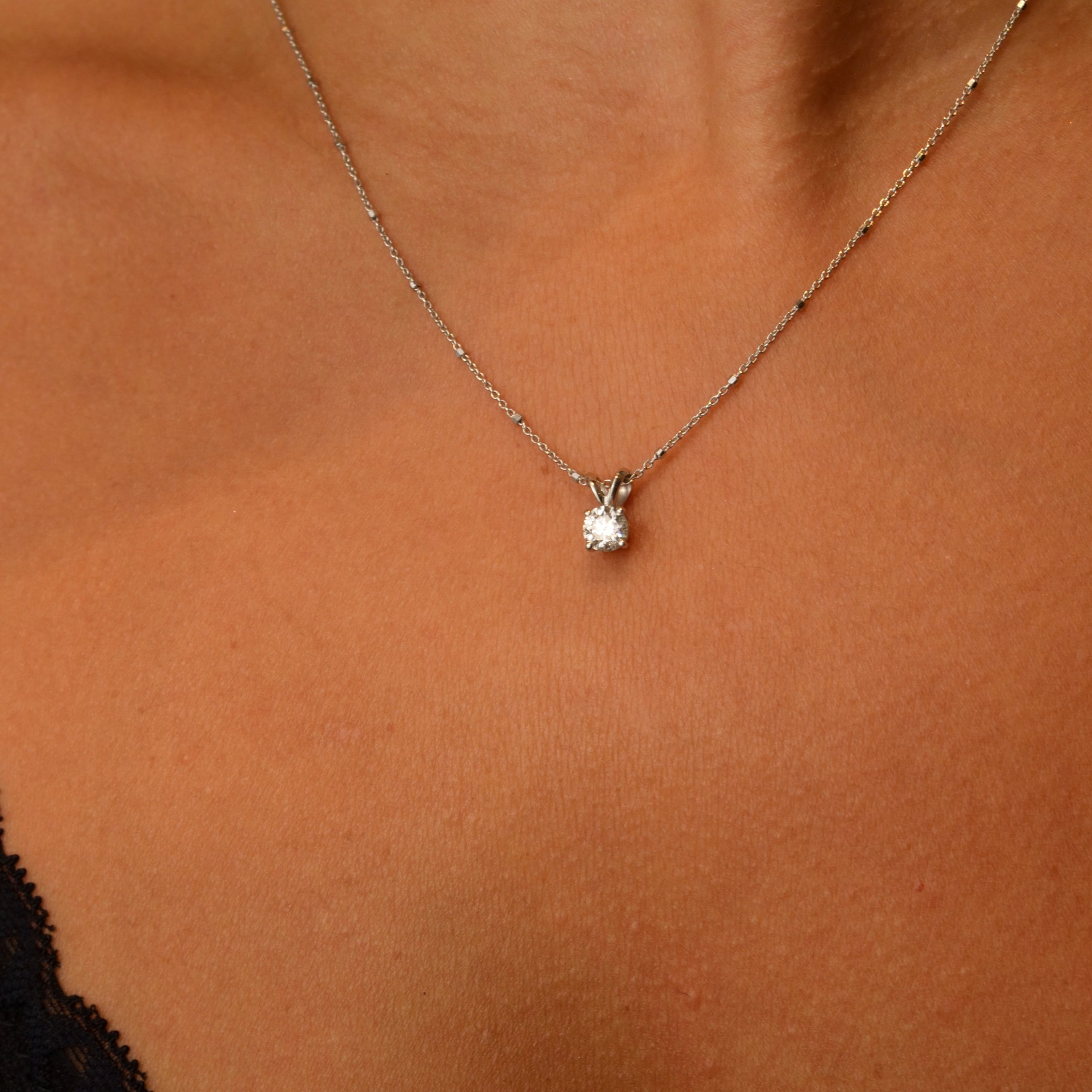 Luminous Glow Diamond Solitaire Necklace