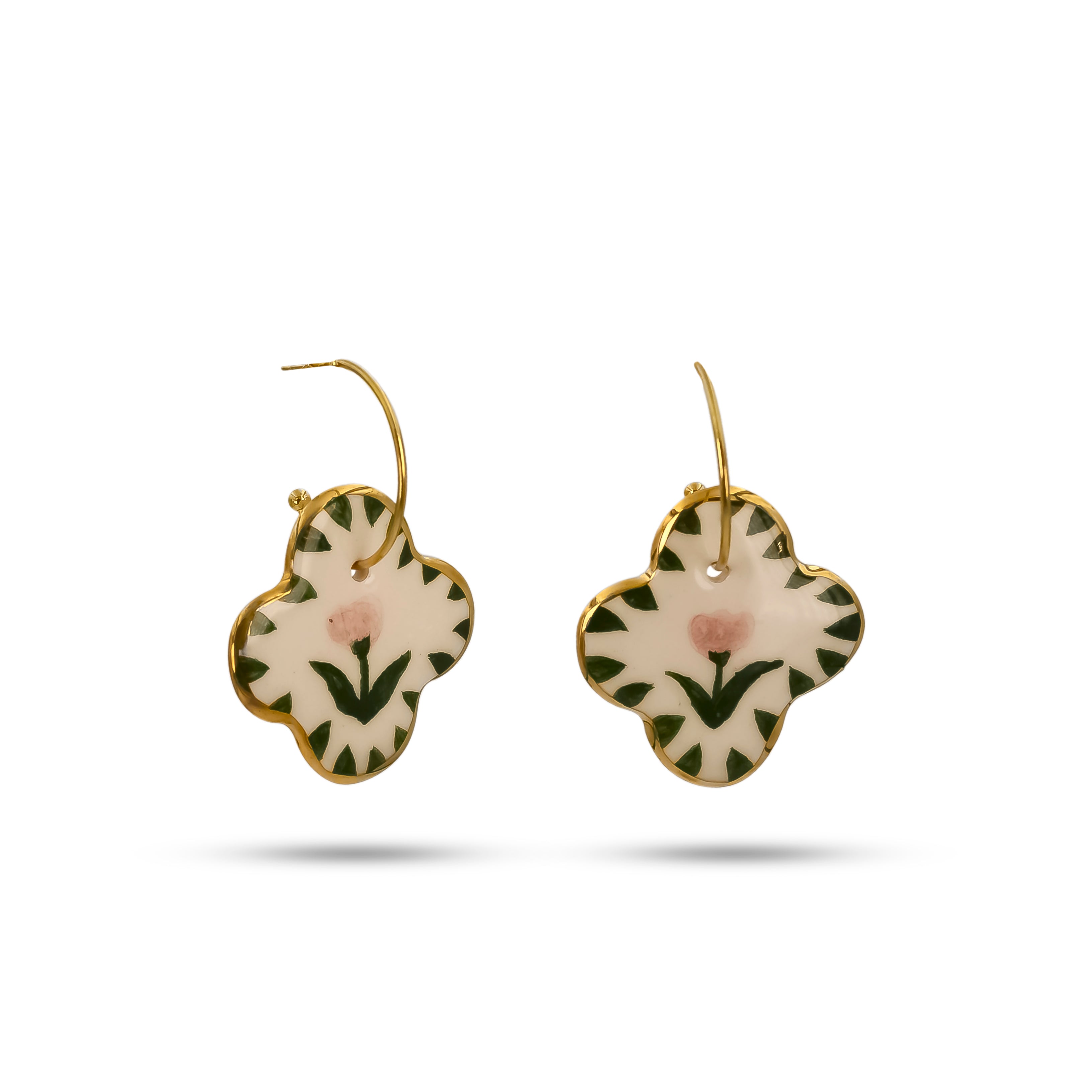 Amsterdam Blooms Ceramic Hook Earrings