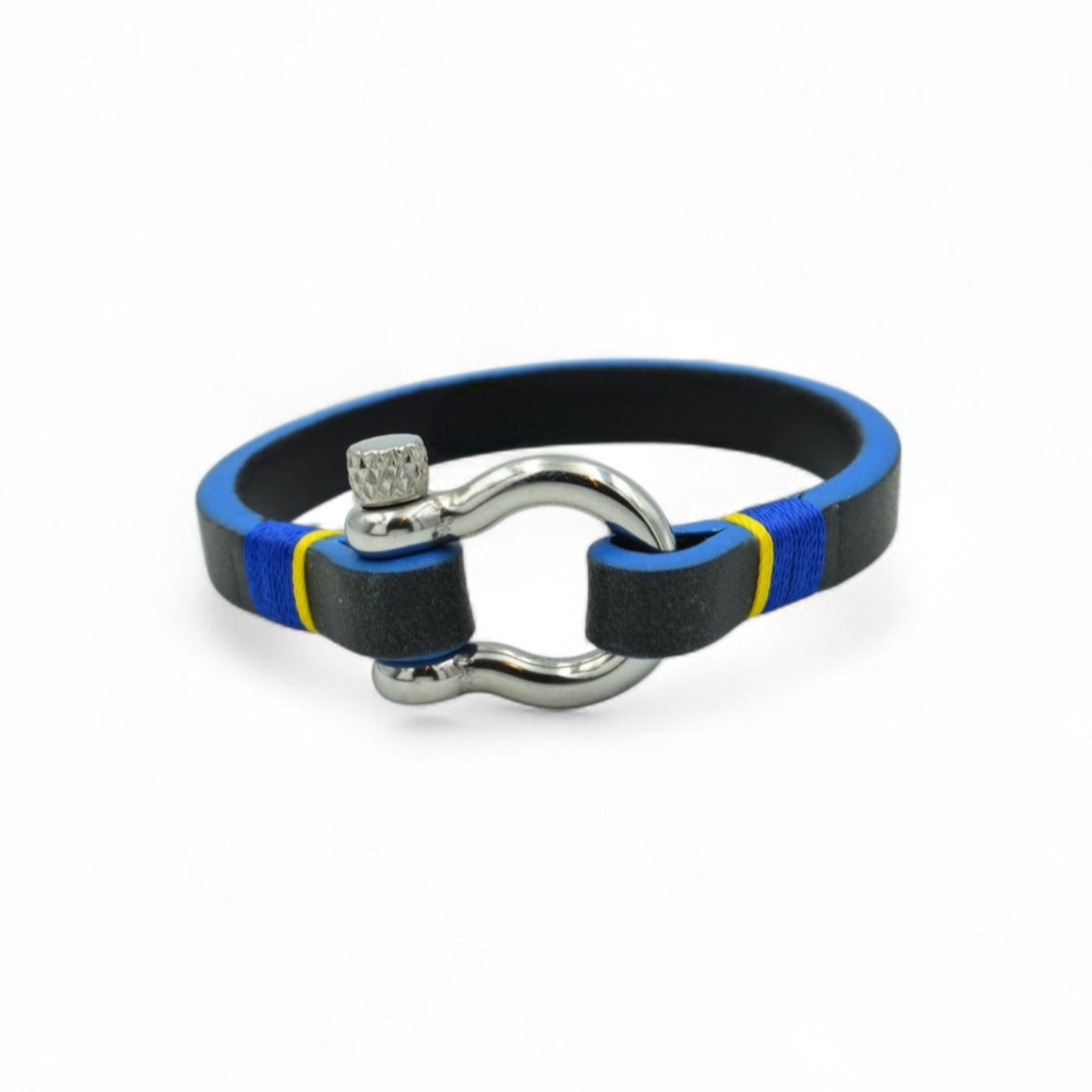 Black & Blue Flip-Lock Leather Bracelet