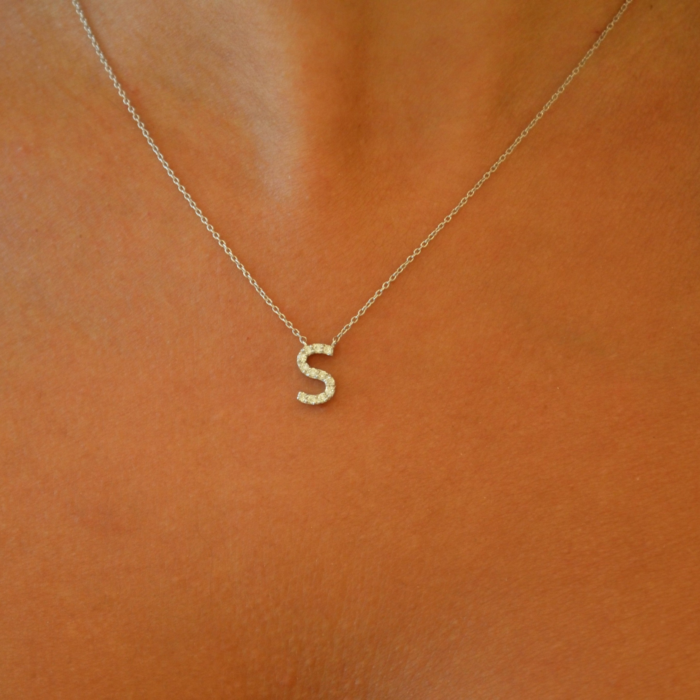 Diamond Pavé Initial Necklace