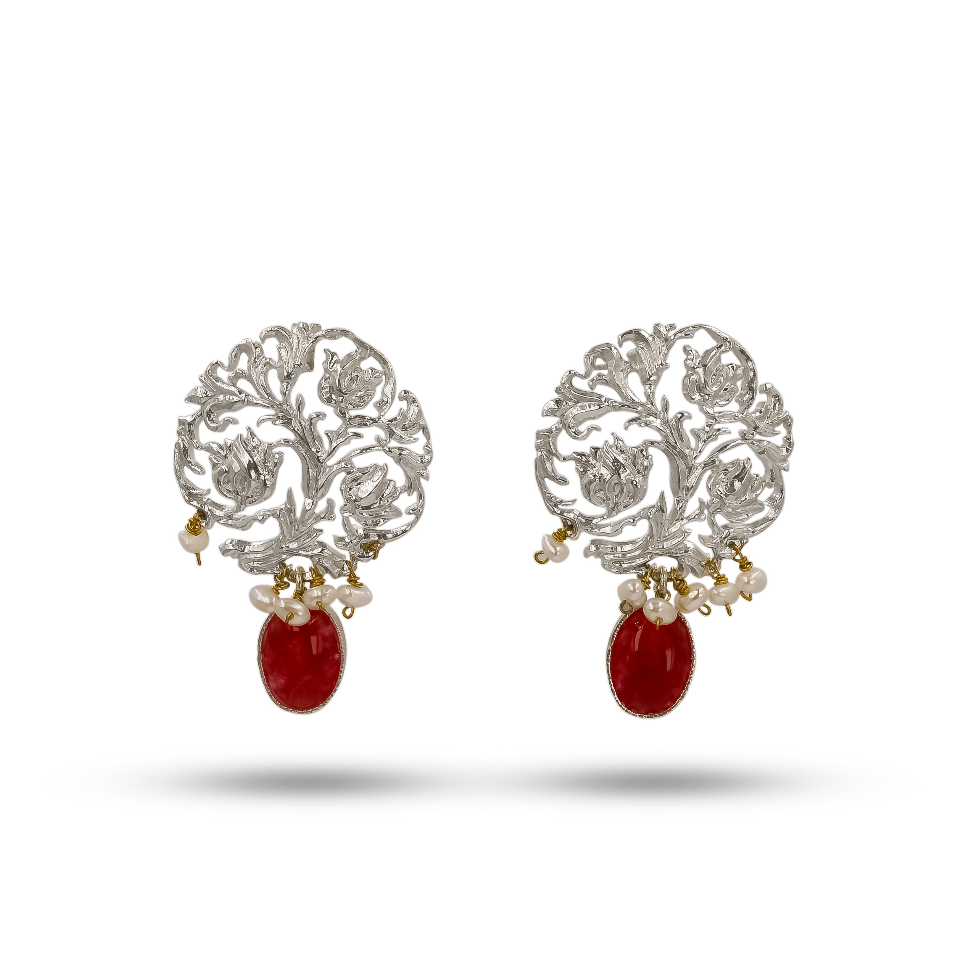 Persian Rose Garden Silver Earrings