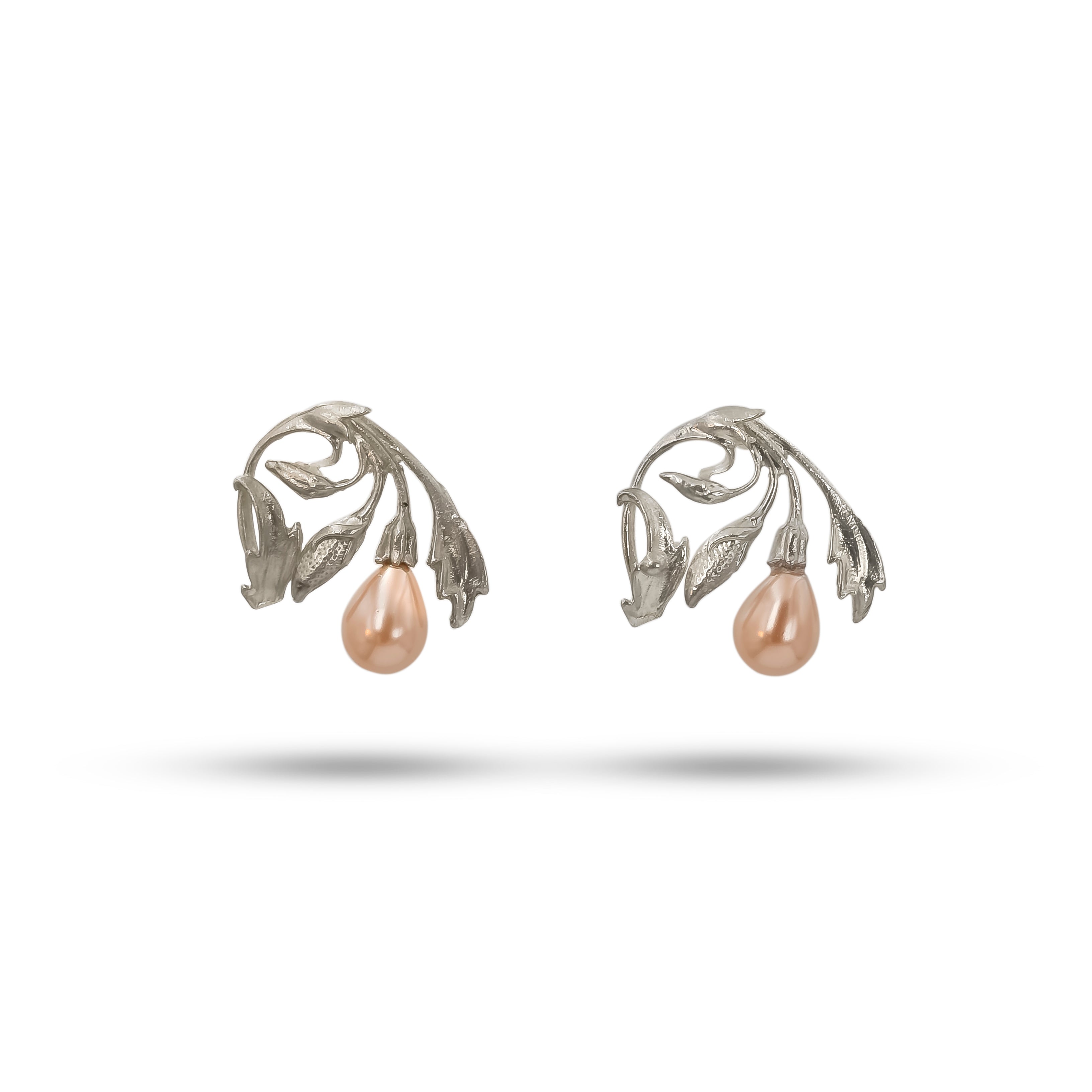 Silver Blush Petal Dew Earrings