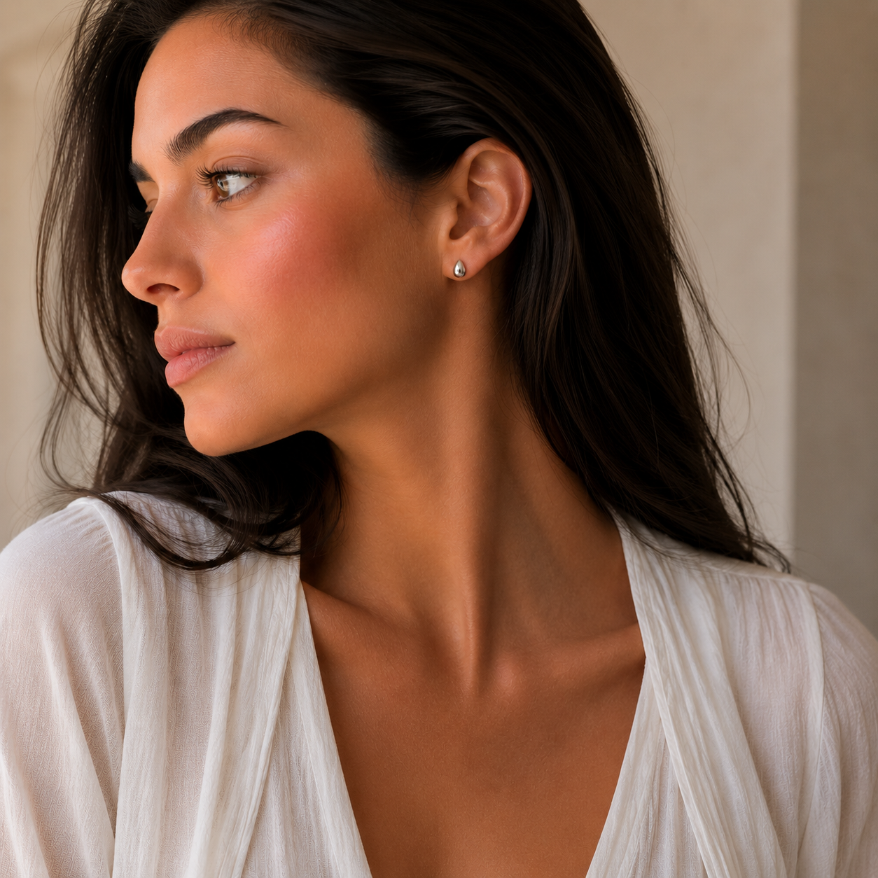 Dewdrop Silver Stud Earrings