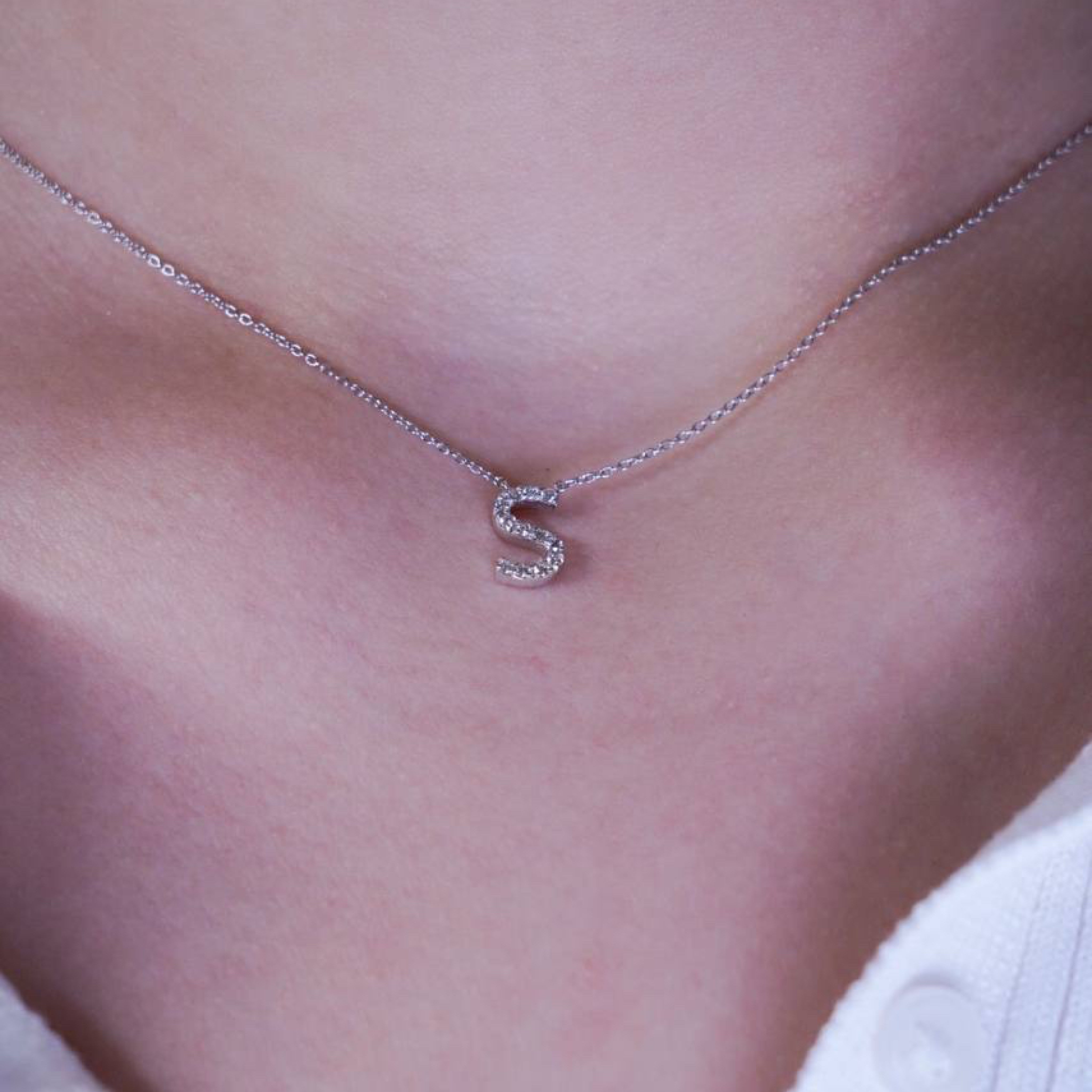 Diamond Pavé Initial Necklace