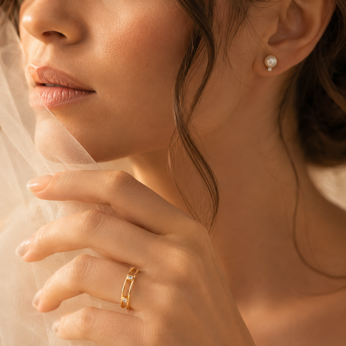 Puces d'oreilles clous Diamond Pearl Grace