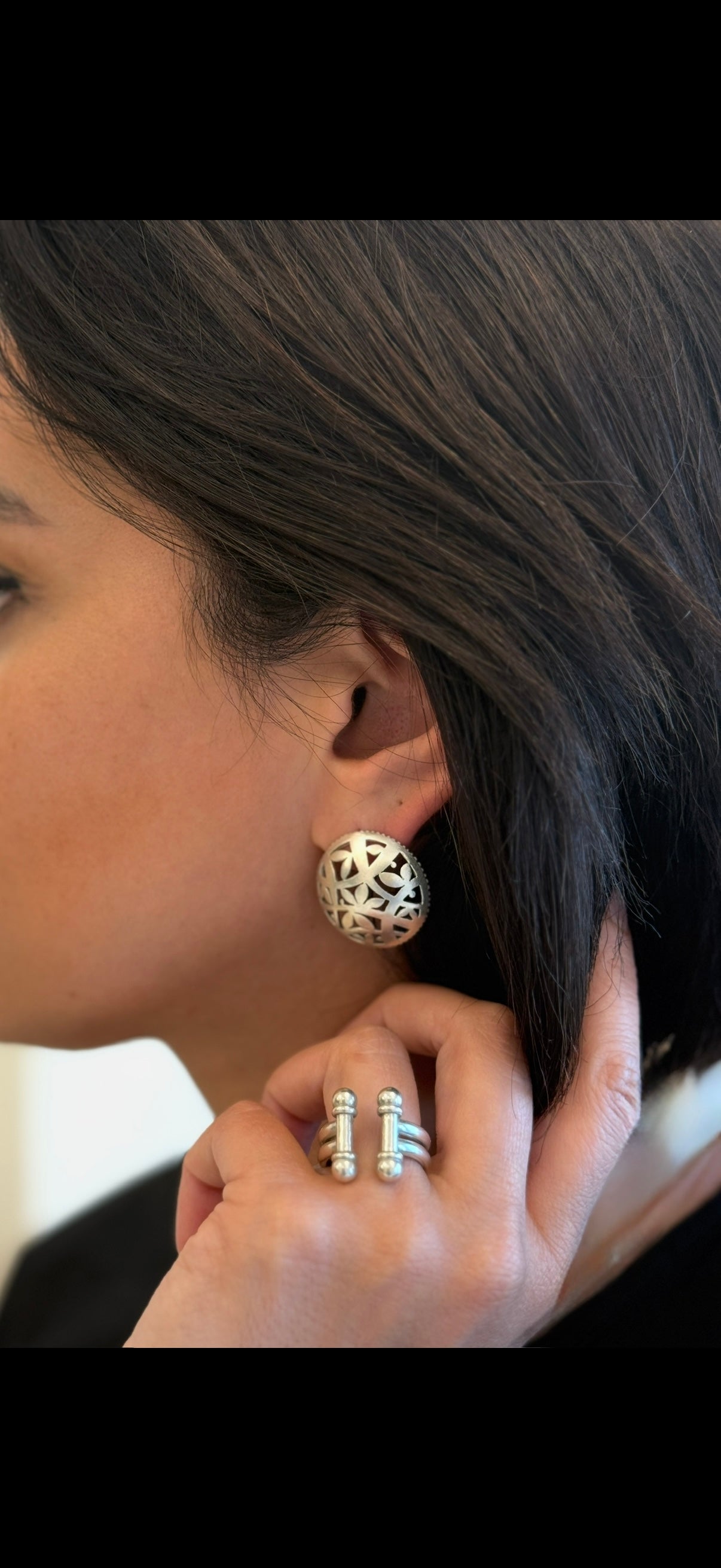 Domed Silver Stud Earrings
