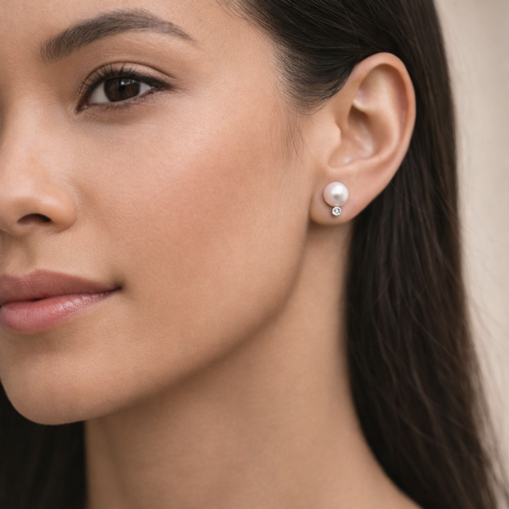 Diamond Pearl Grace Studs