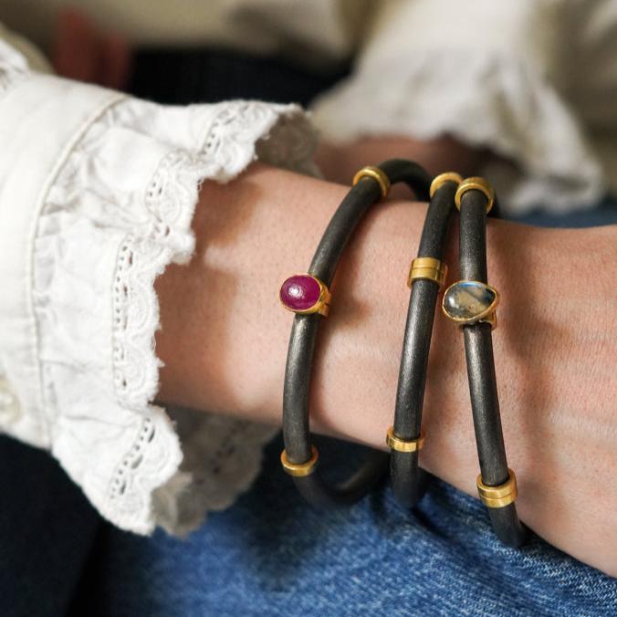 Dena Oxidized Silver Bangles