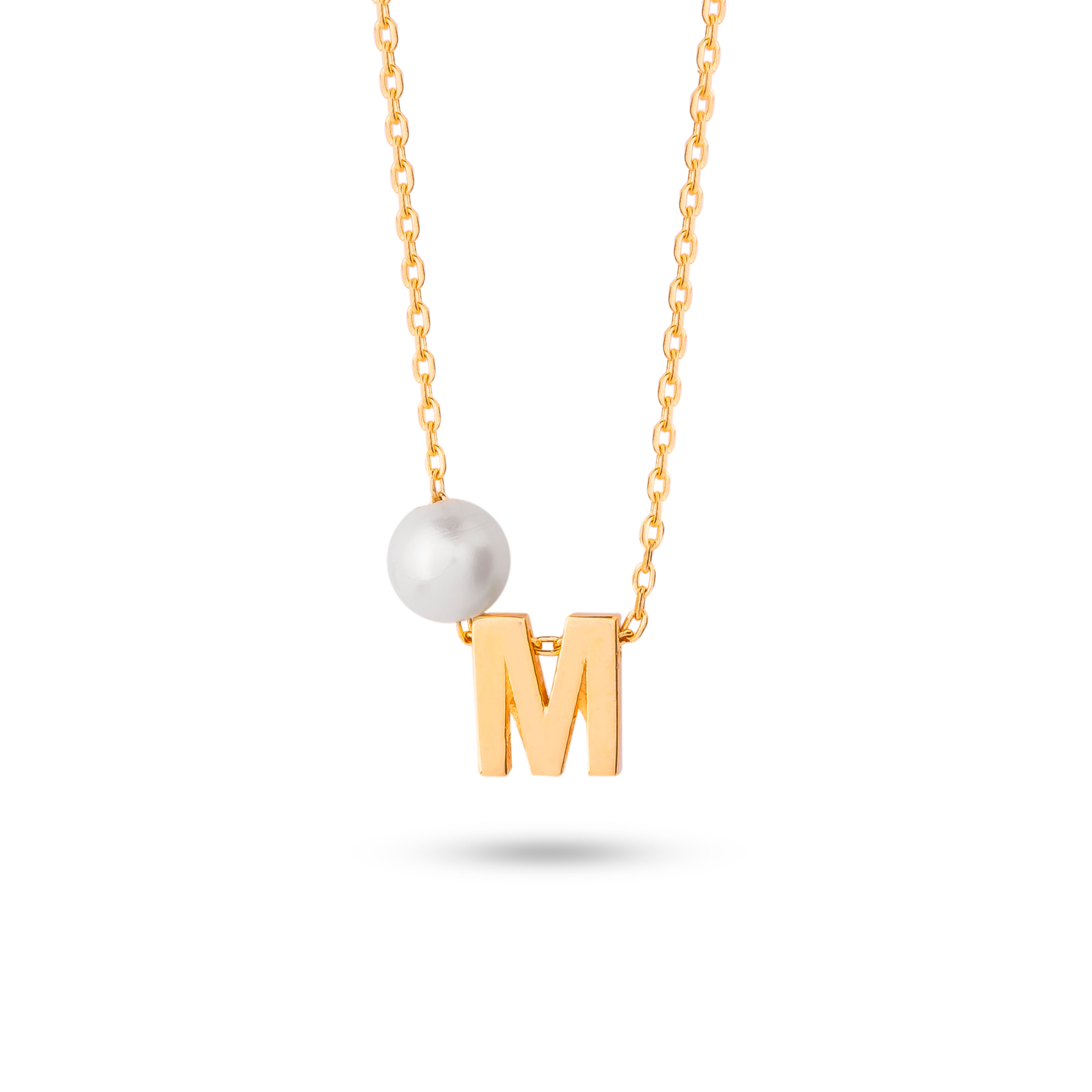 Golden Initial Pearl Necklace