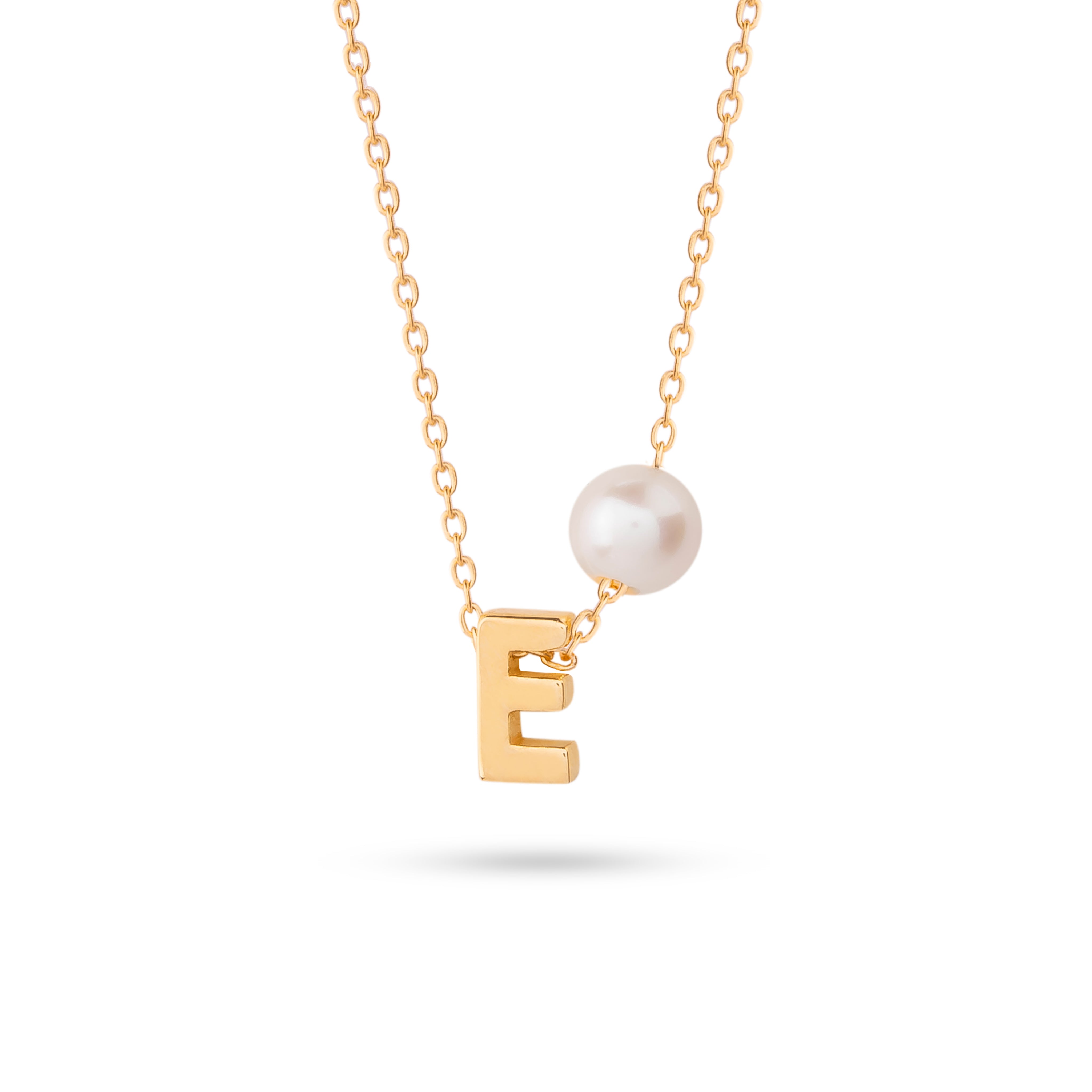 Golden Initial Pearl Necklace