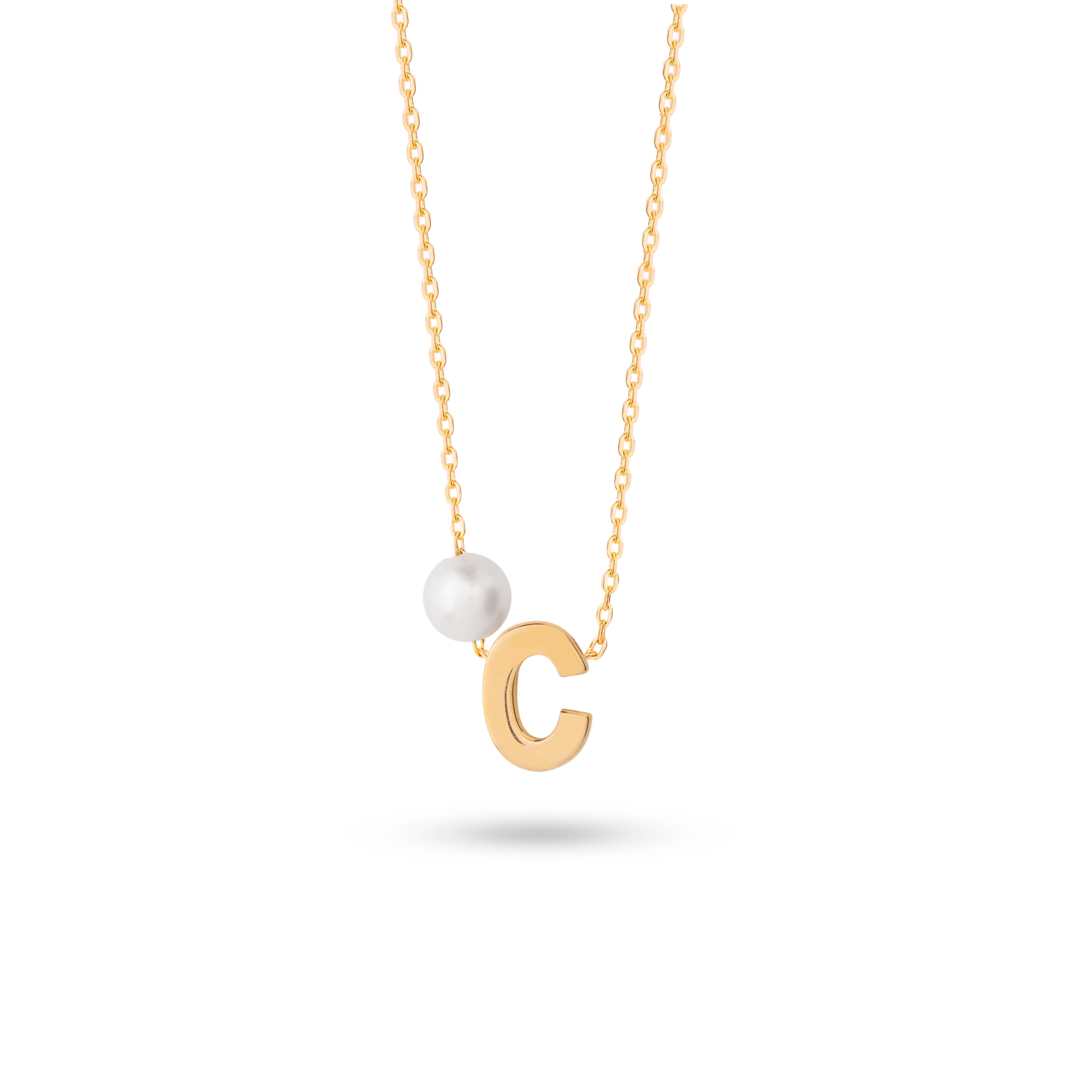Golden Initial Pearl Necklace - Necklace - Kia Concept Store