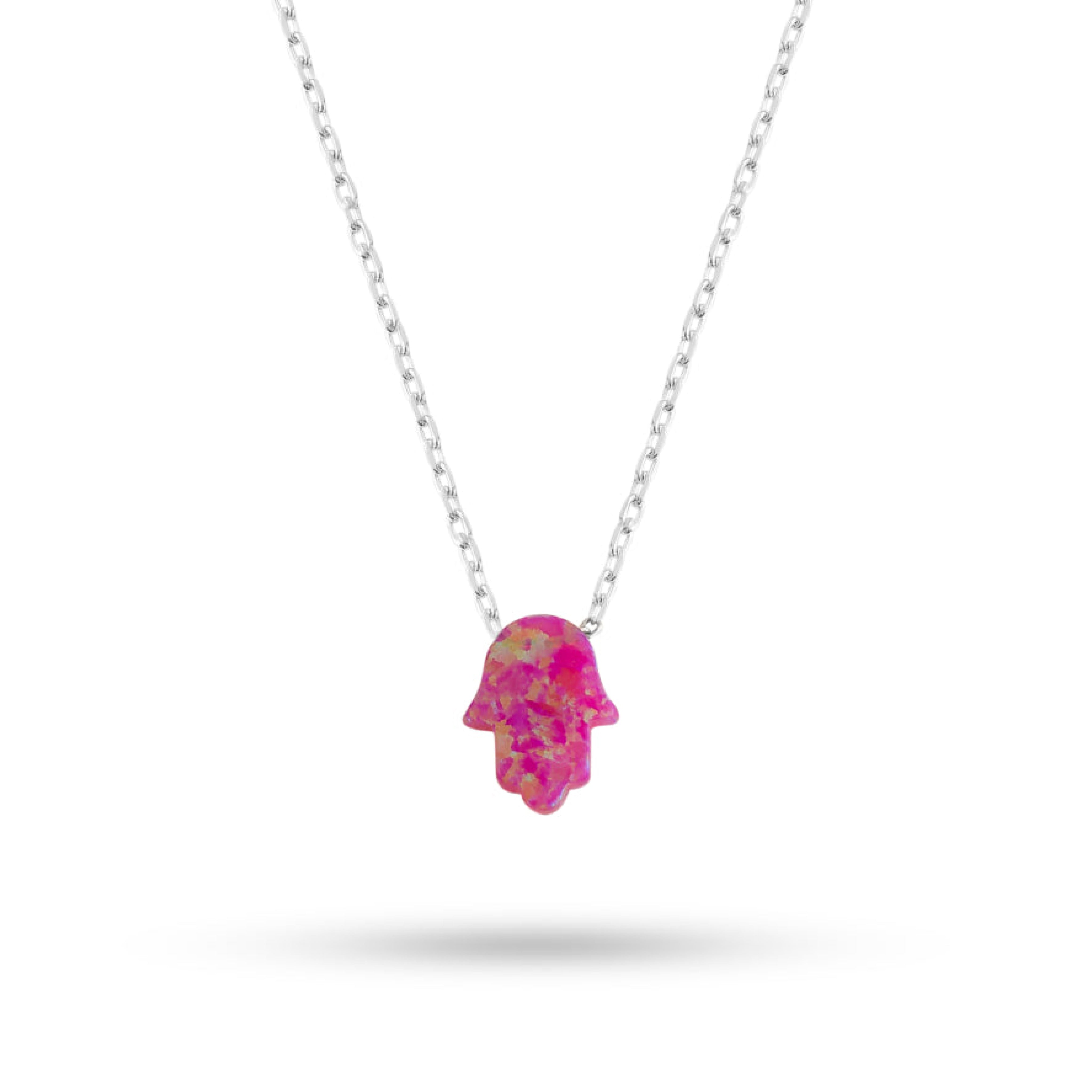 Hamsa Pink Opal Necklace