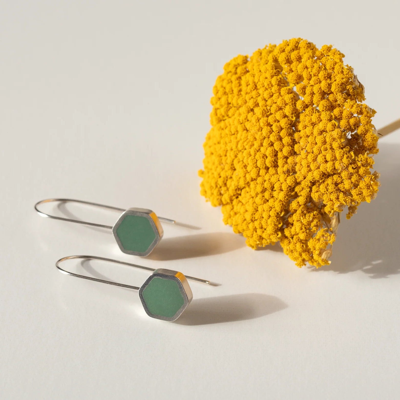 Silver Hexagon Earrings