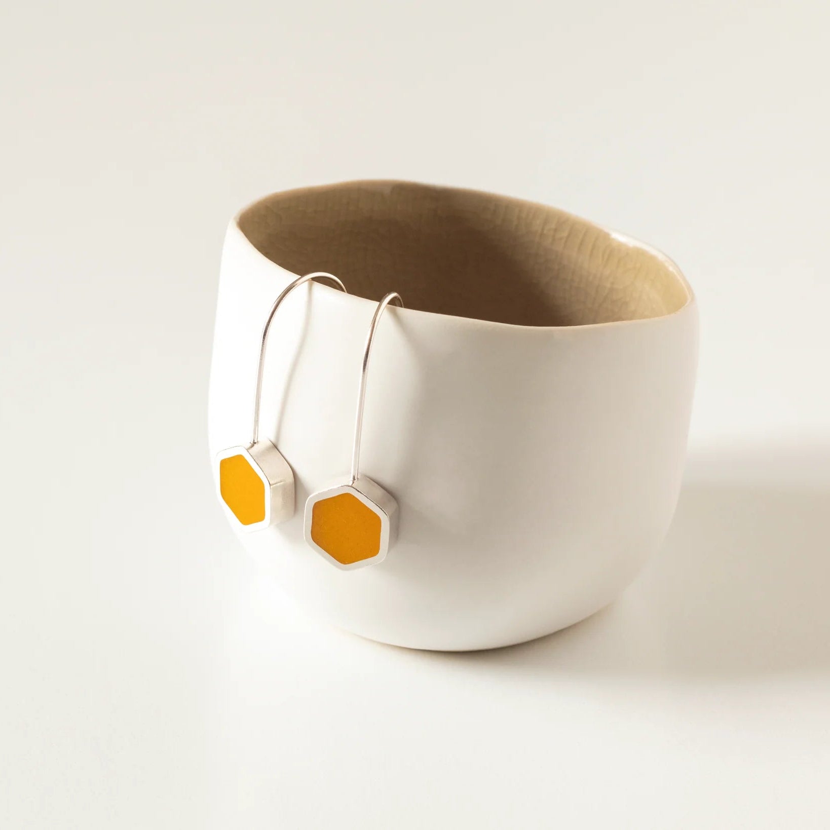 Silver Hexagon Earrings