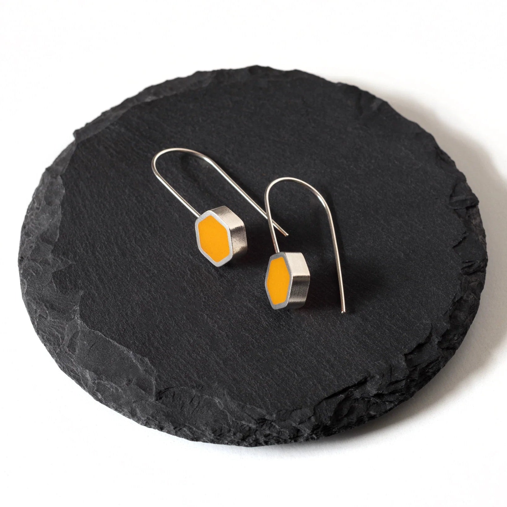 Silver Hexagon Earrings
