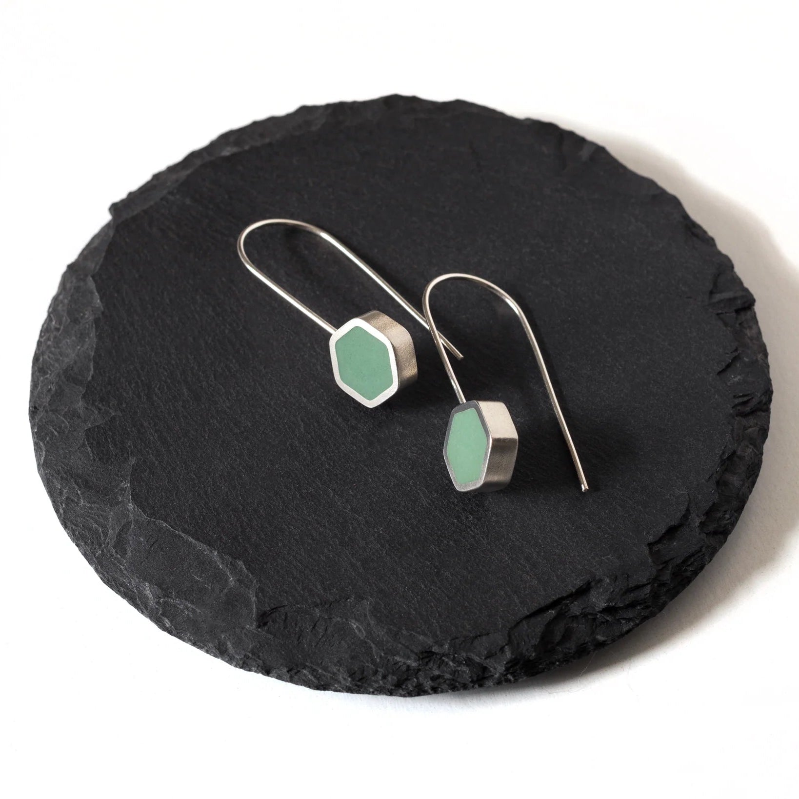 Silver Hexagon Earrings