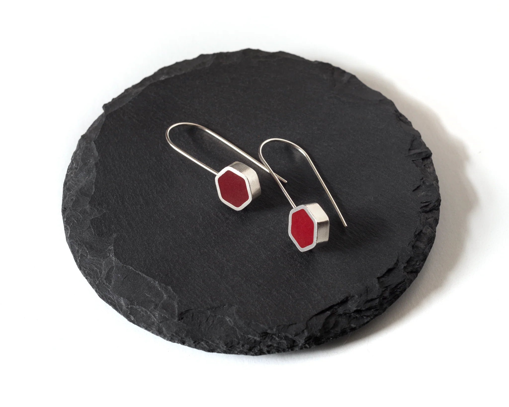Silver Hexagon Earrings