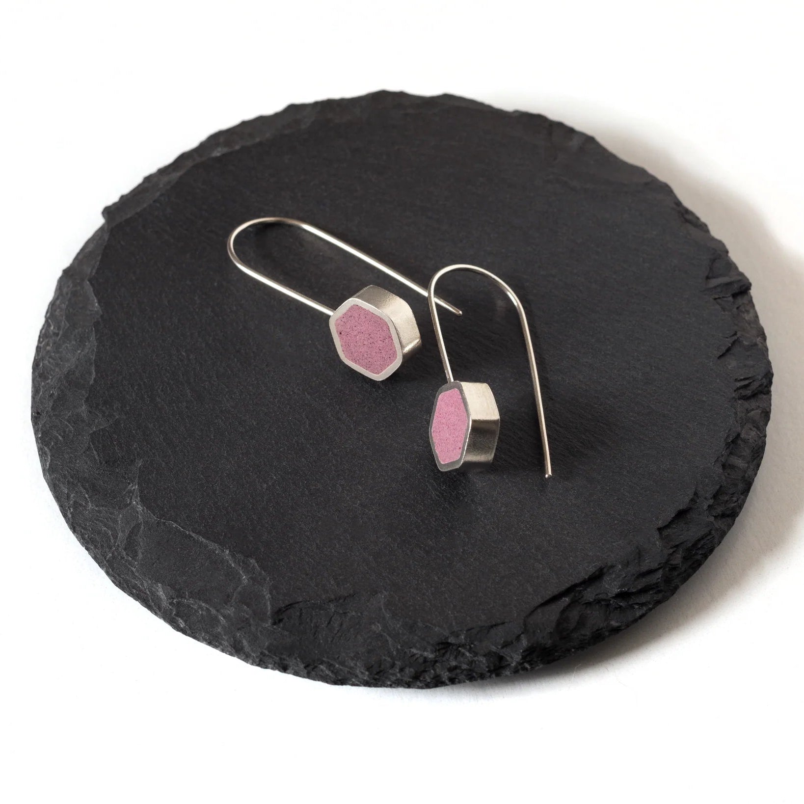 Silver Hexagon Earrings