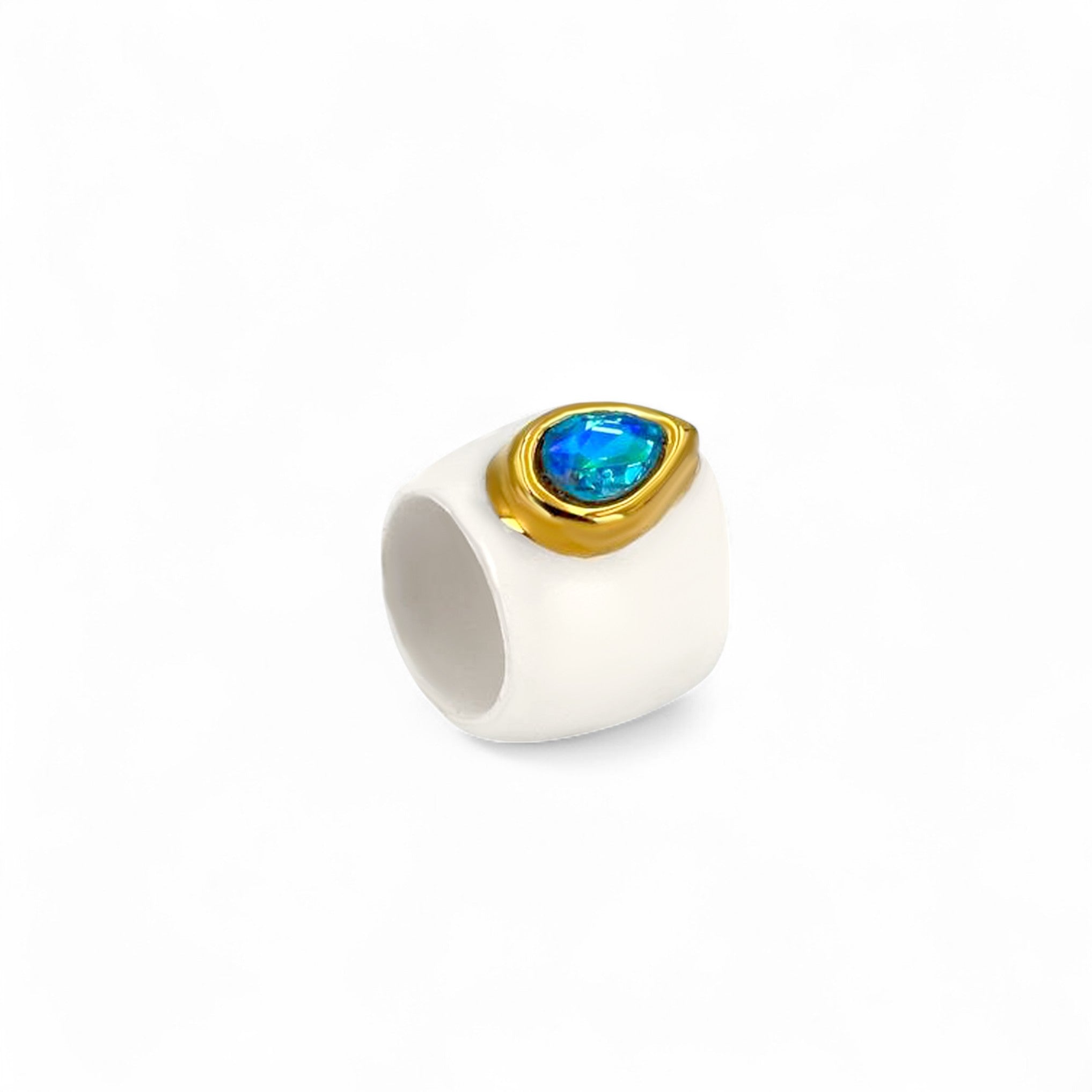 Teardrop Crystal Ceramic Ring