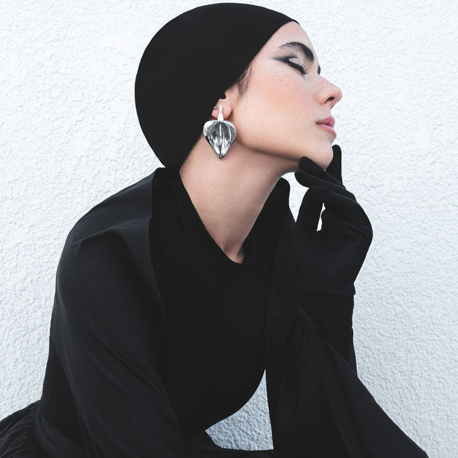 Silver Anthurium Earrings - Earrings - Kia Concept Store