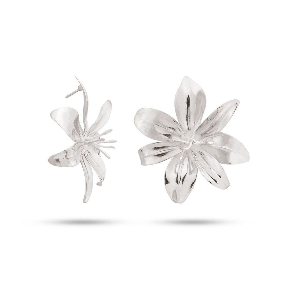 Silver Lilium Bloom Earrings