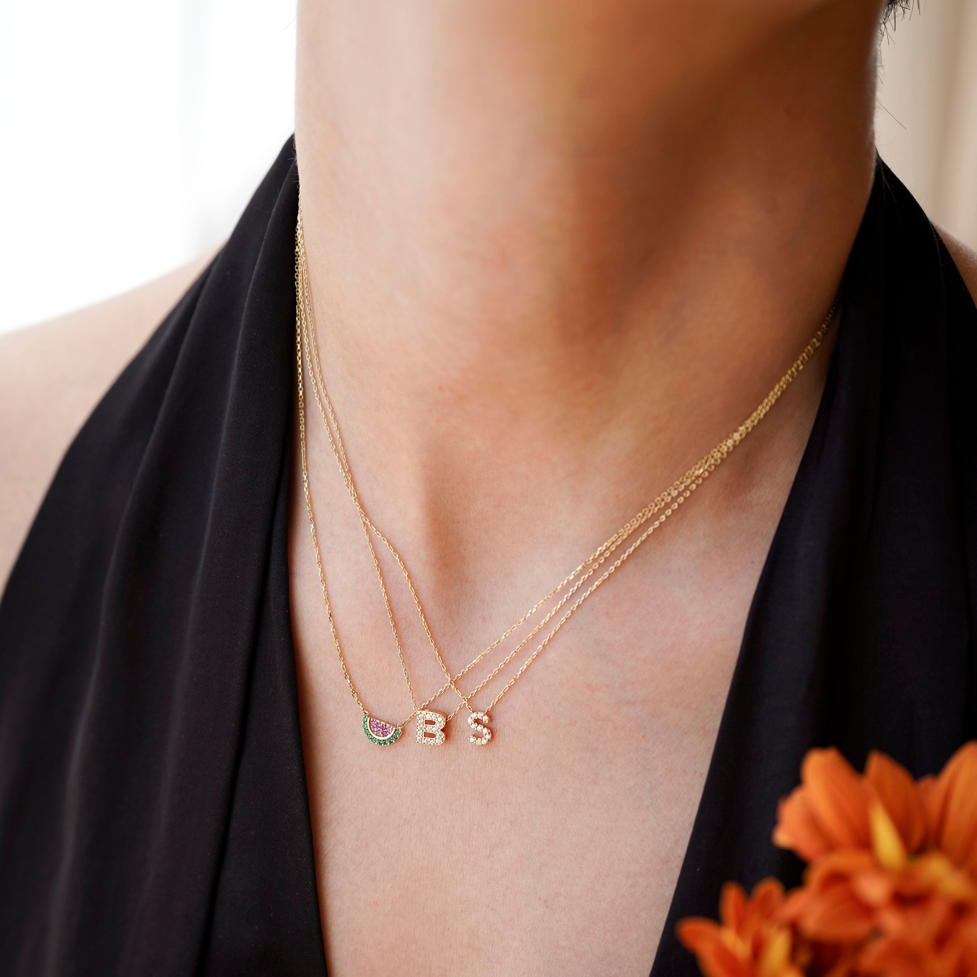 Sparkling Initial Charm Necklace