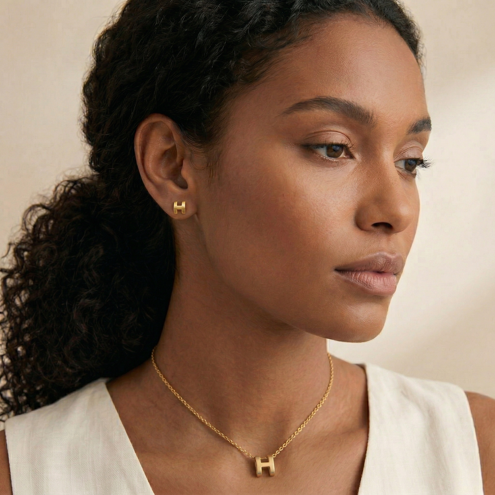H Stud Earrings