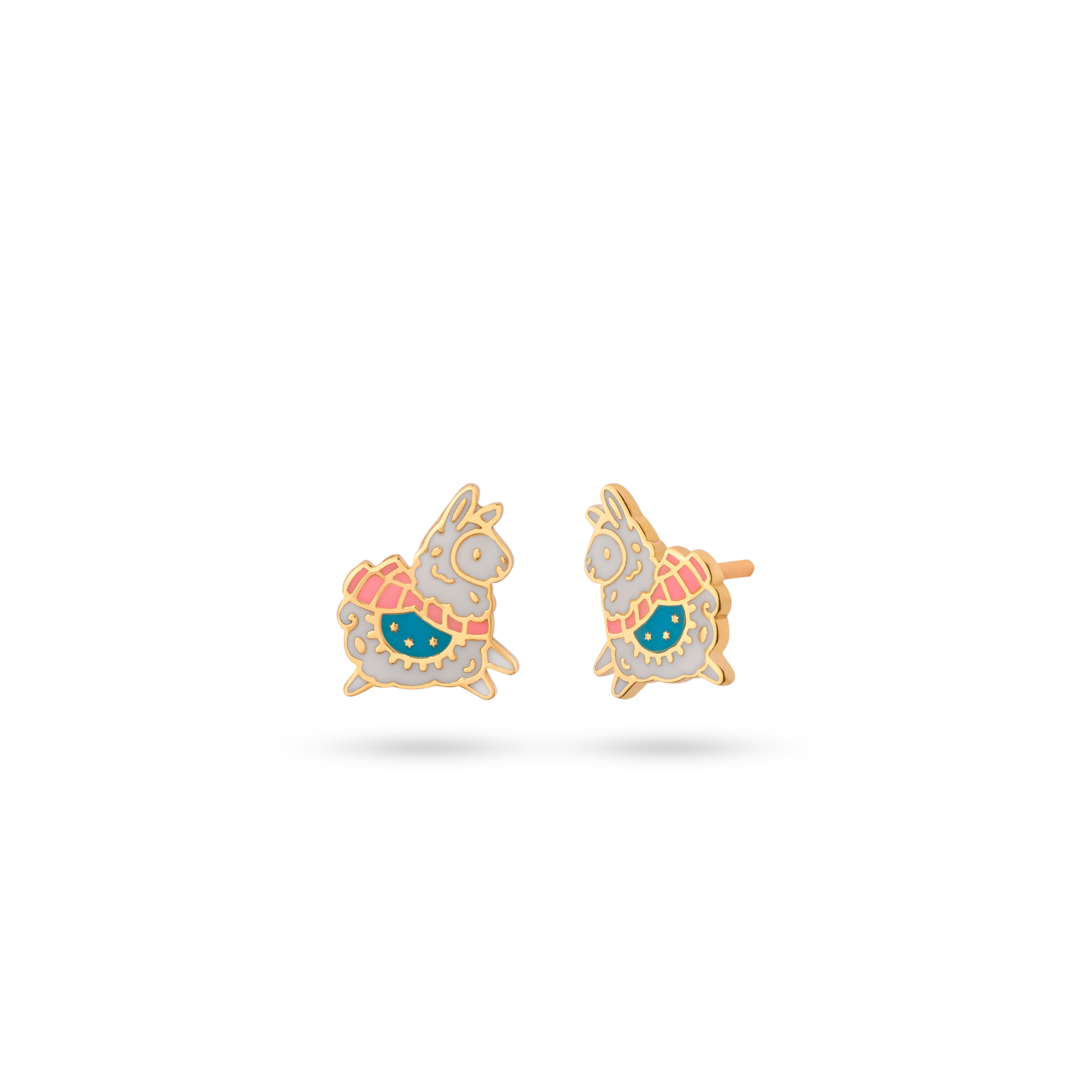 18k gold Alpaca studs, studs for toddlers 