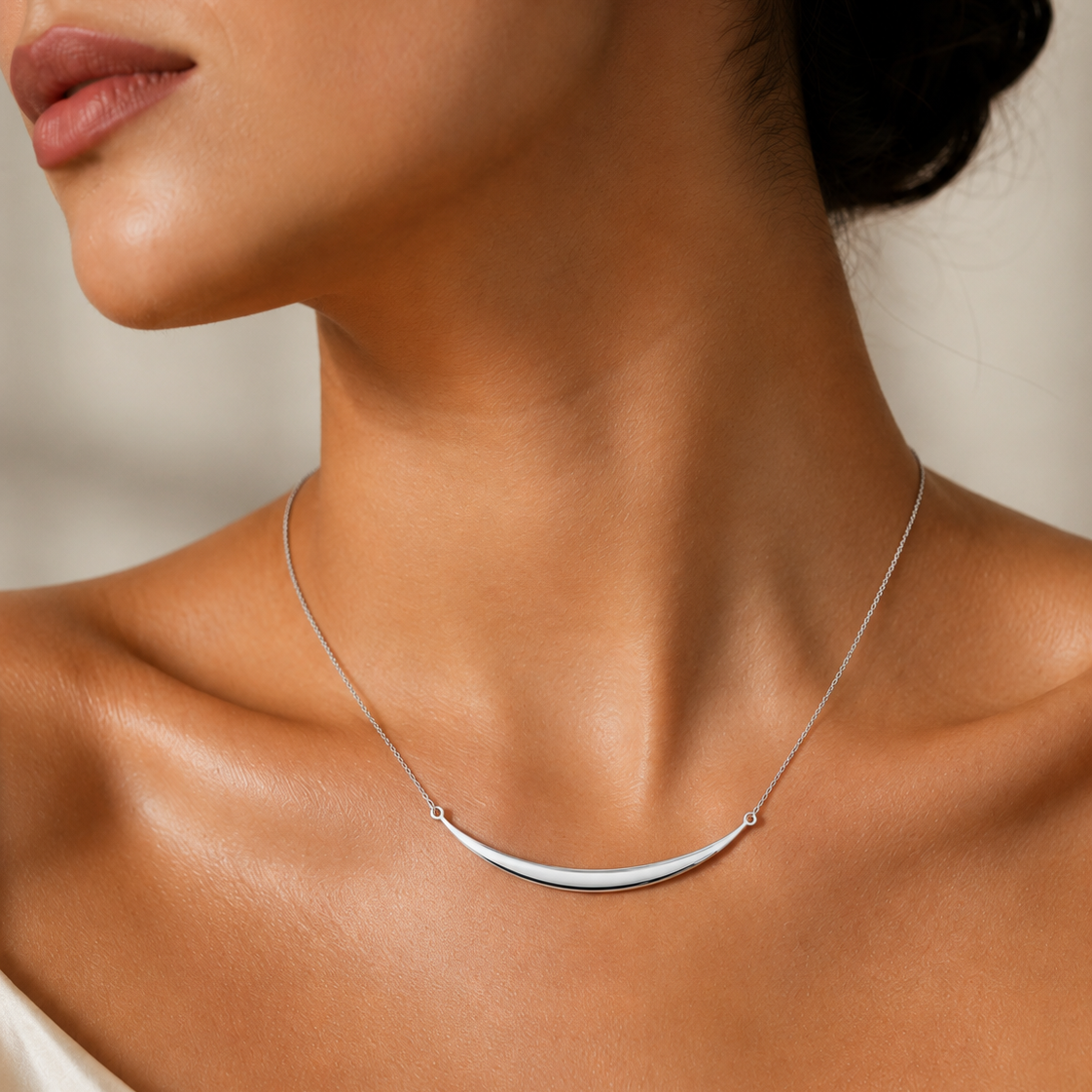 Luna Silver Crescent Necklace