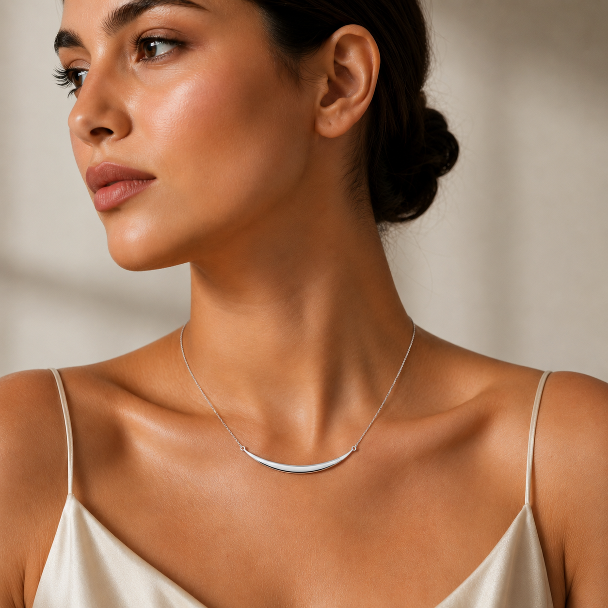 Luna Silver Crescent Necklace